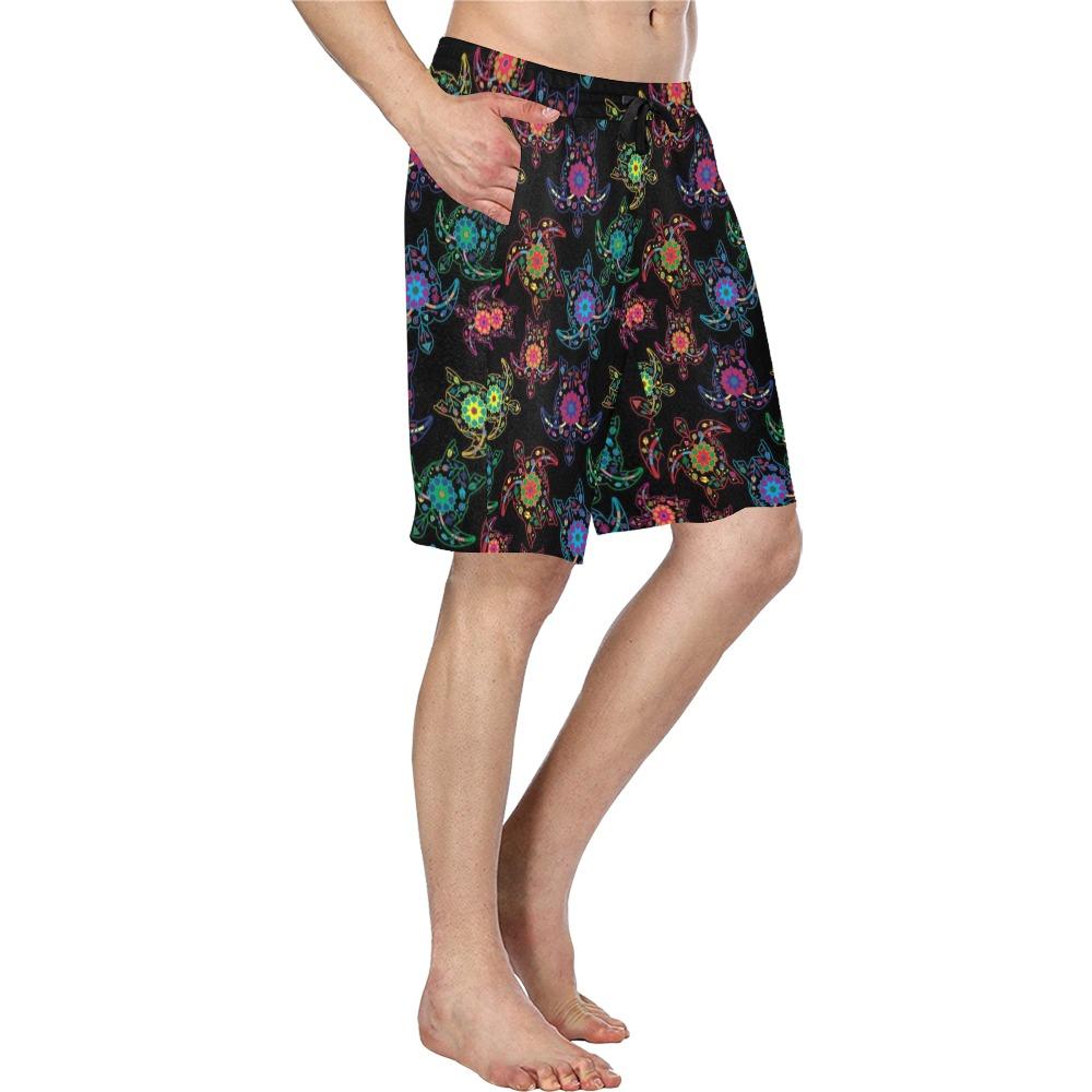 Floral Turtle Men's All Over Print Casual Shorts (Model L23) Men's Casual Shorts (L23) e-joyer 