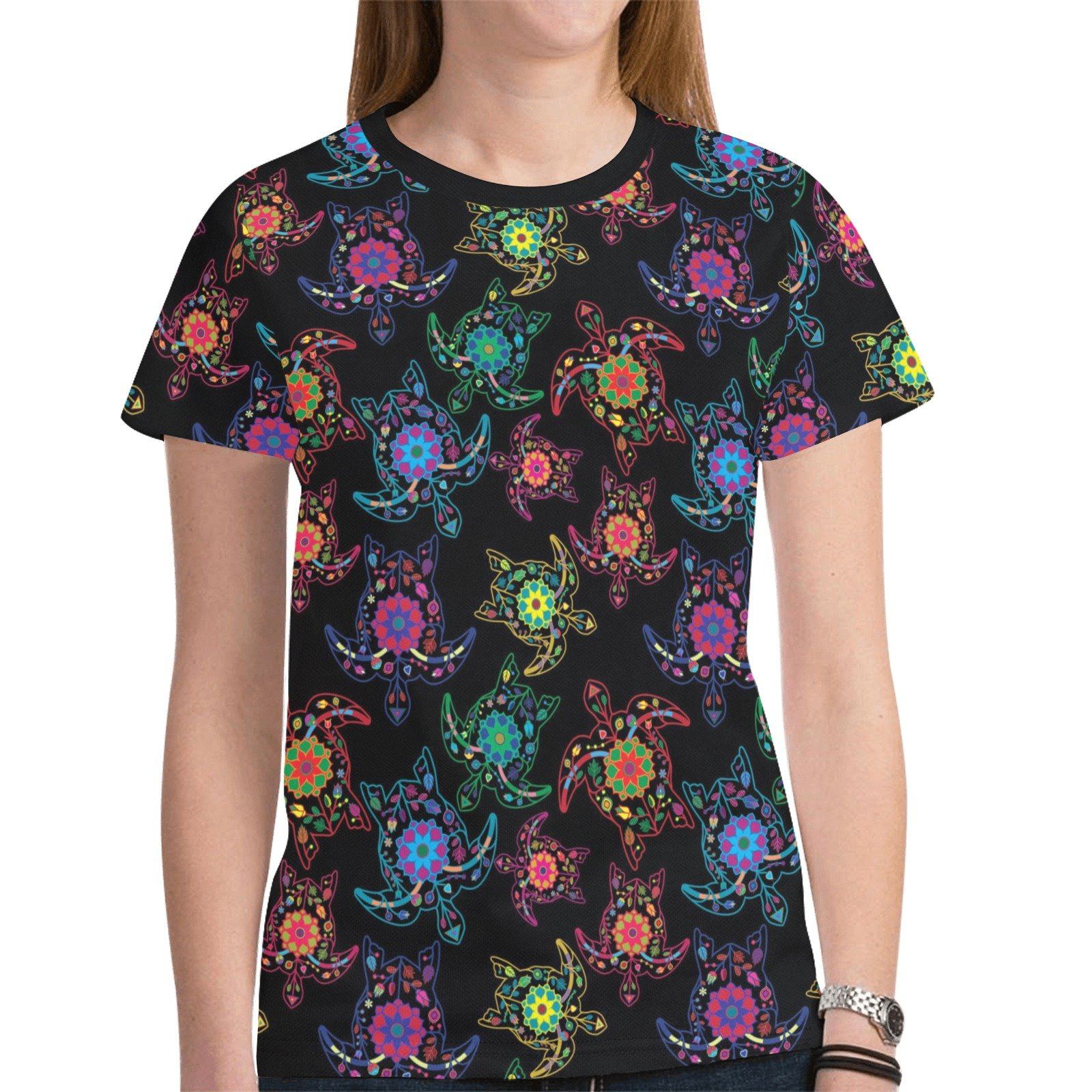 Floral Turtle New All Over Print T-shirt for Women (Model T45) tshirt e-joyer 
