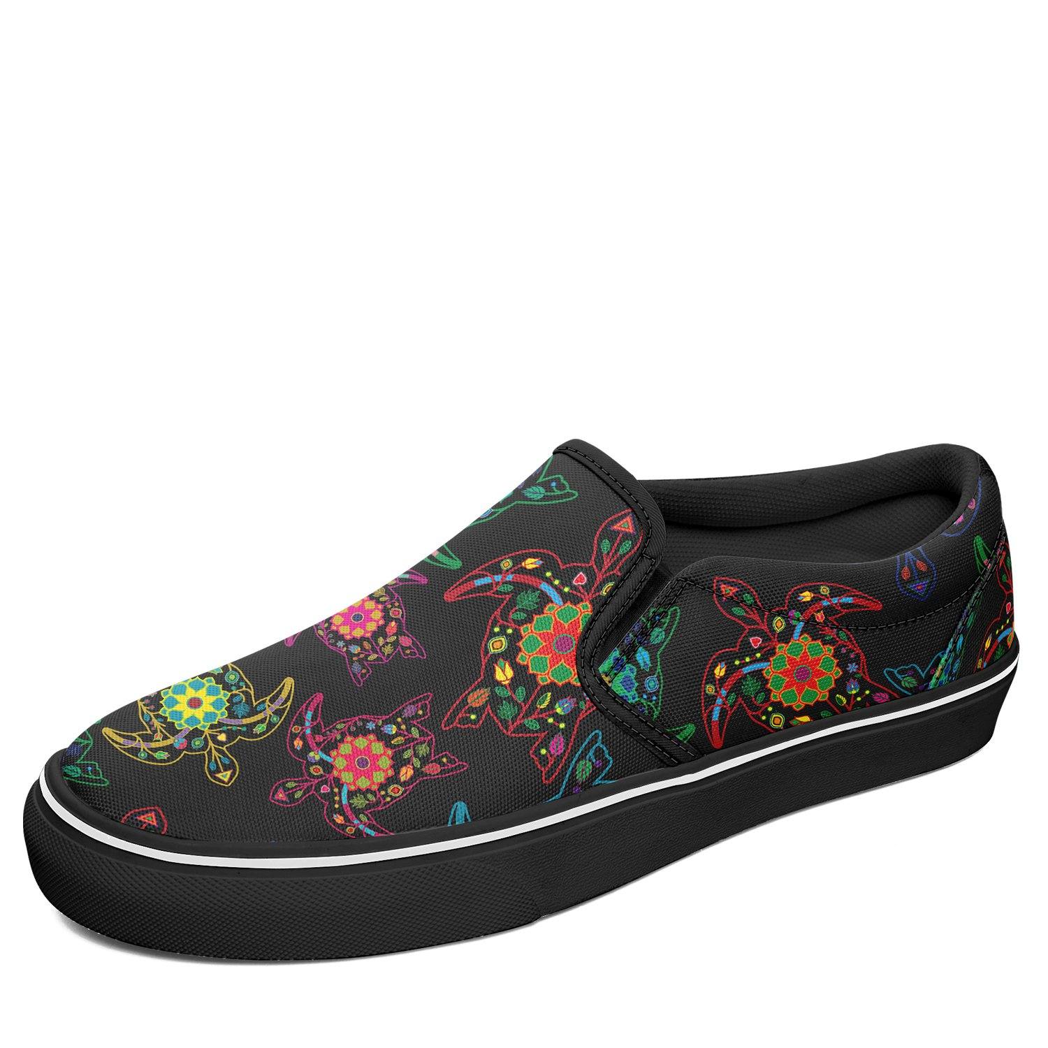 Floral Turtle Otoyimm Canvas Slip On Shoes otoyimm Herman US Youth 1 / EUR 32 Black Sole 