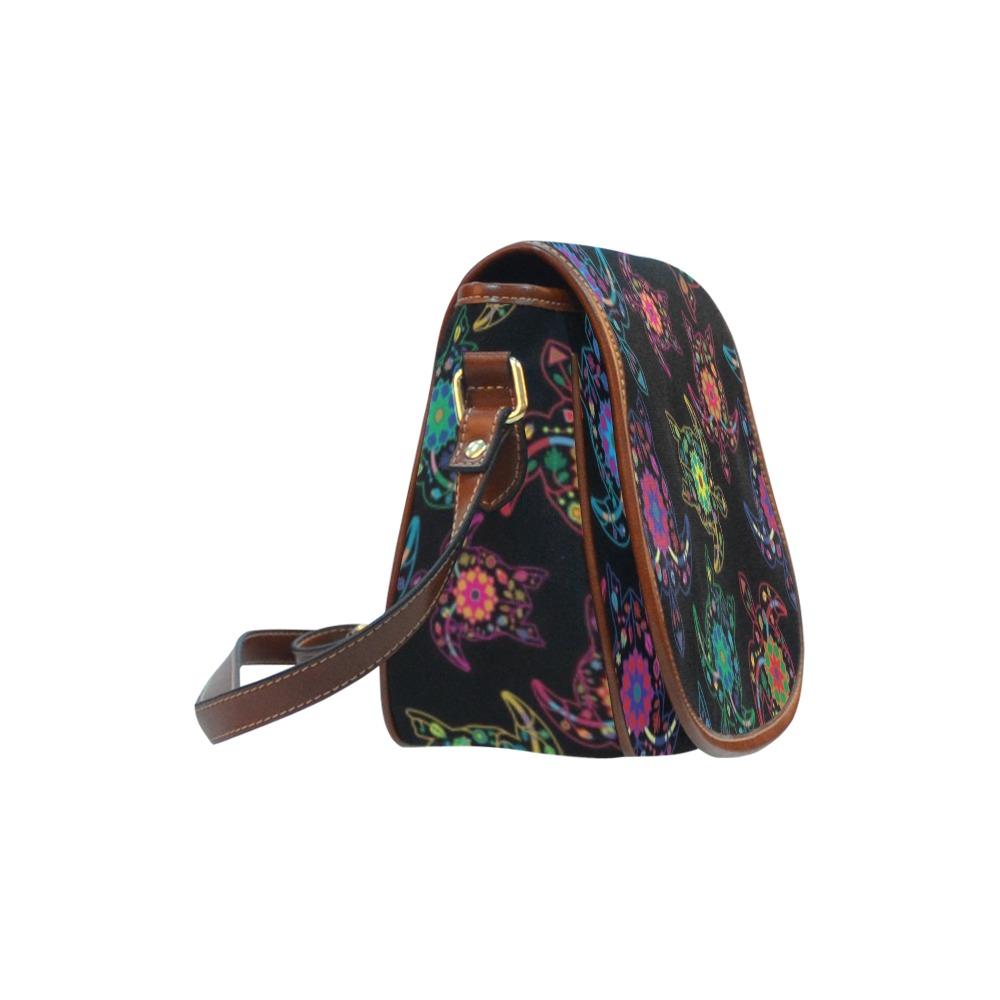 Floral Turtle Saddle Bag/Small (Model 1649) Full Customization bag e-joyer 