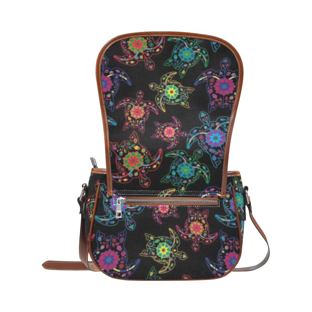 Floral Turtle Saddle Bag/Small (Model 1649) Full Customization bag e-joyer 