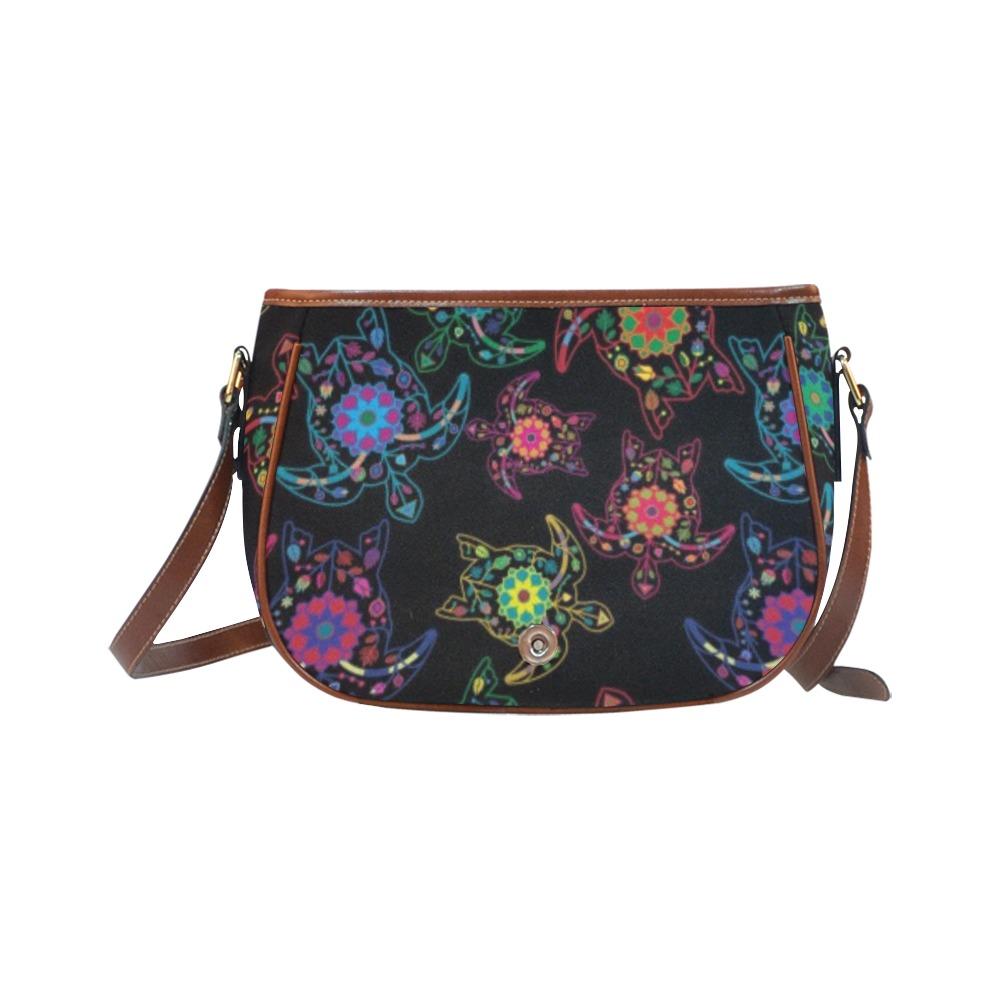 Floral Turtle Saddle Bag/Small (Model 1649) Full Customization bag e-joyer 