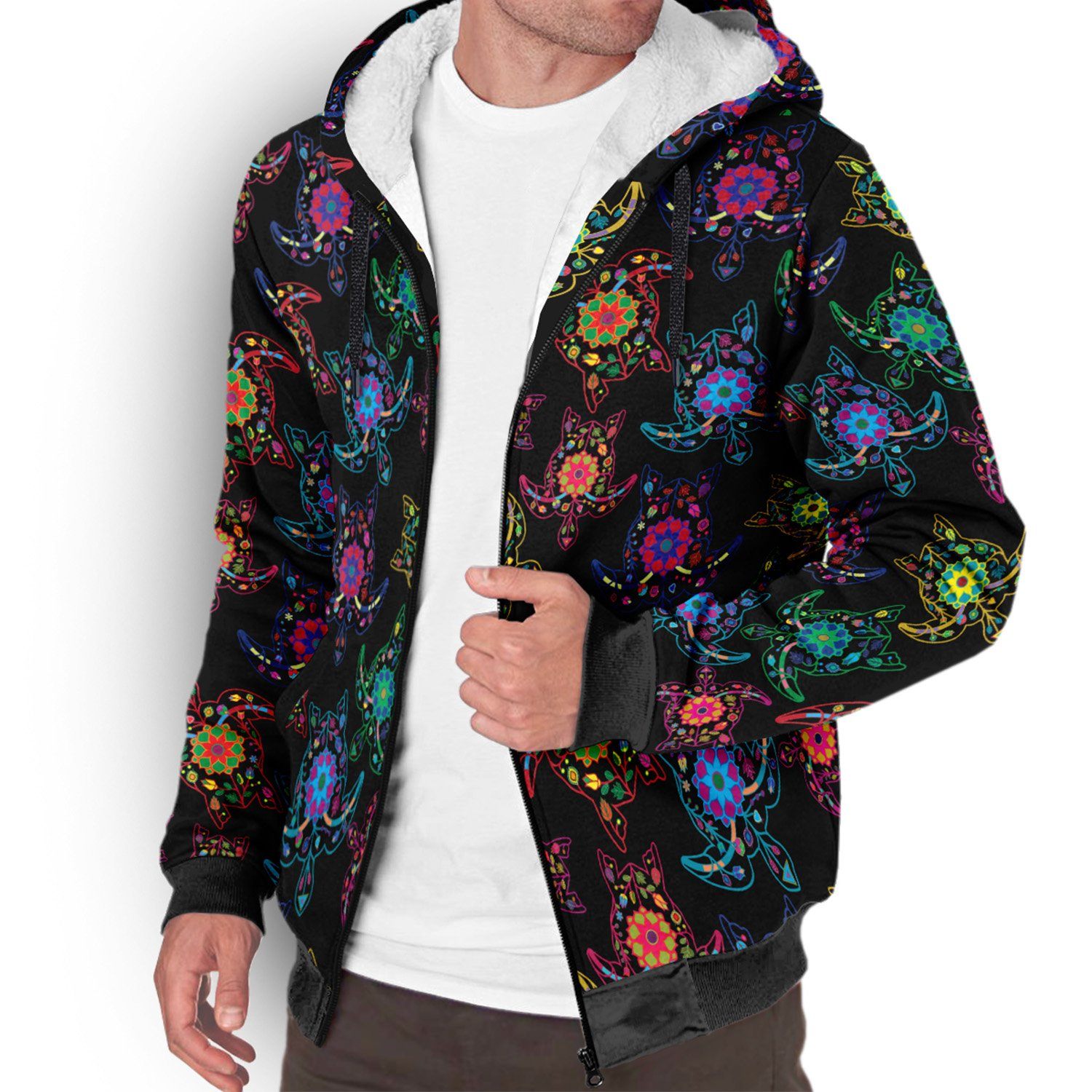 Floral Turtle Sherpa Hoodie hoodie Herman 