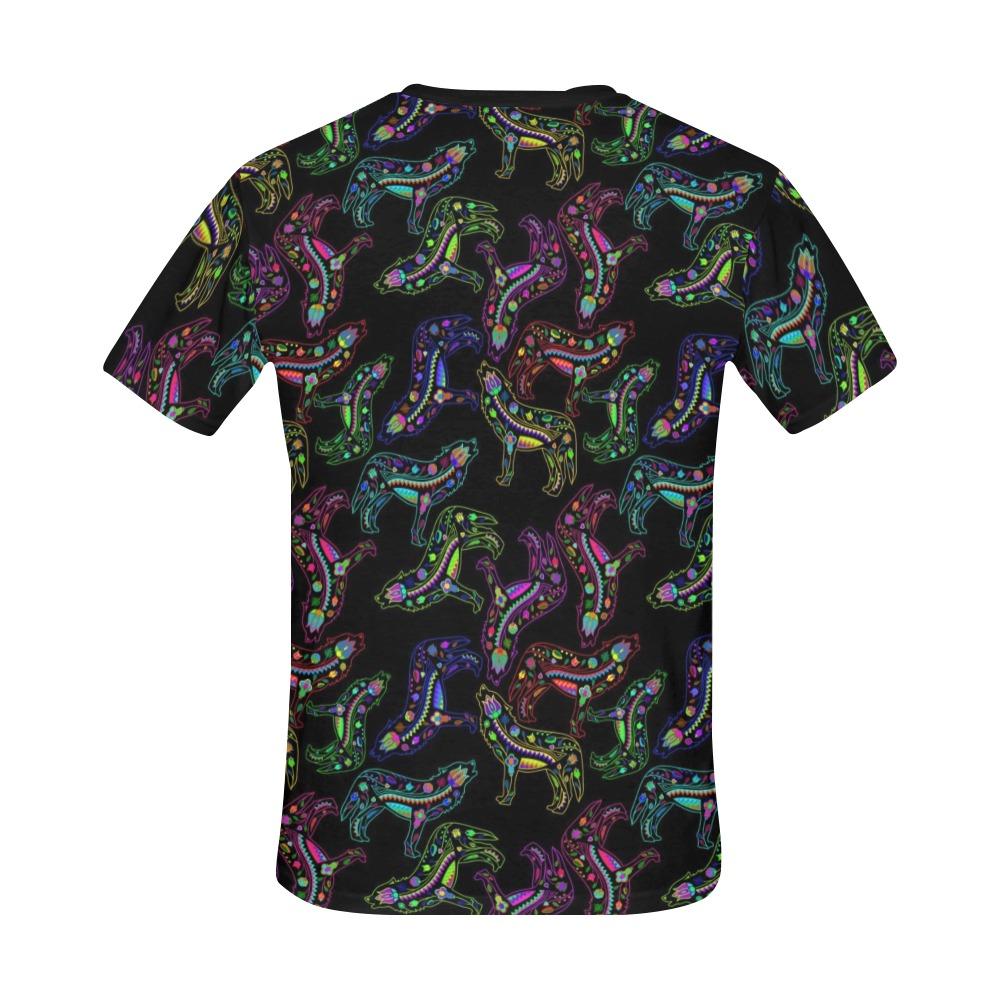 Floral Wolf All Over Print T-Shirt for Men (USA Size) (Model T40) All Over Print T-Shirt for Men (T40) e-joyer 
