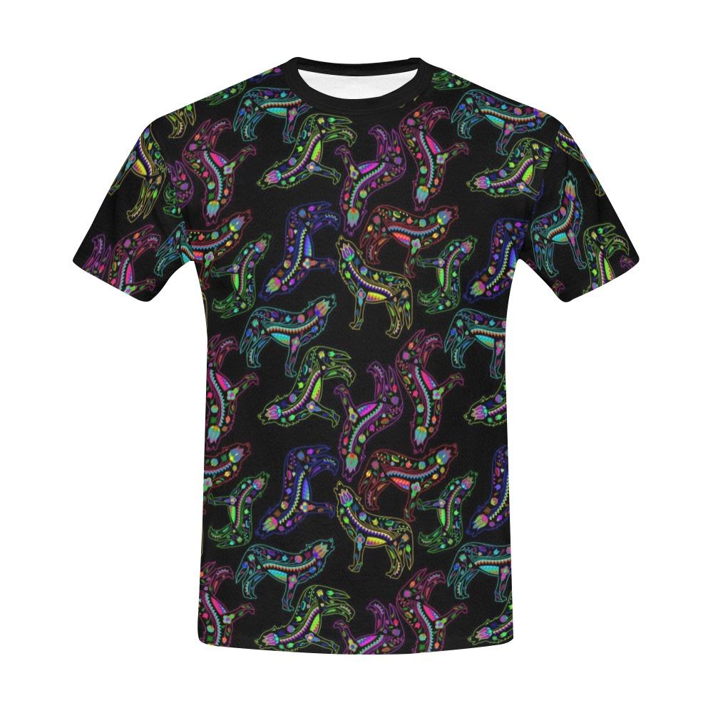 Floral Wolf All Over Print T-Shirt for Men (USA Size) (Model T40) All Over Print T-Shirt for Men (T40) e-joyer 