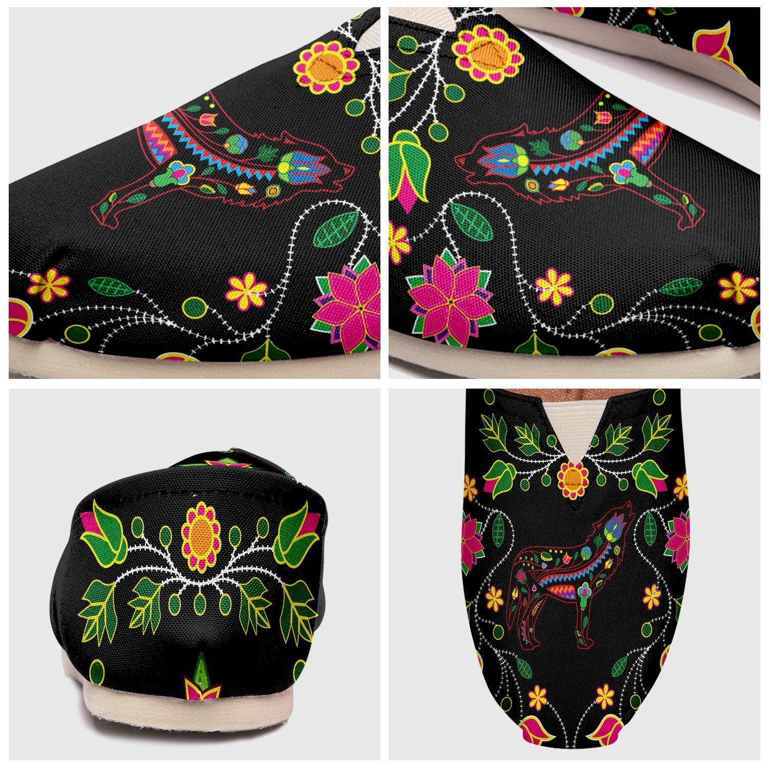 Floral Wolf Casual Unisex Slip On Shoe Herman 