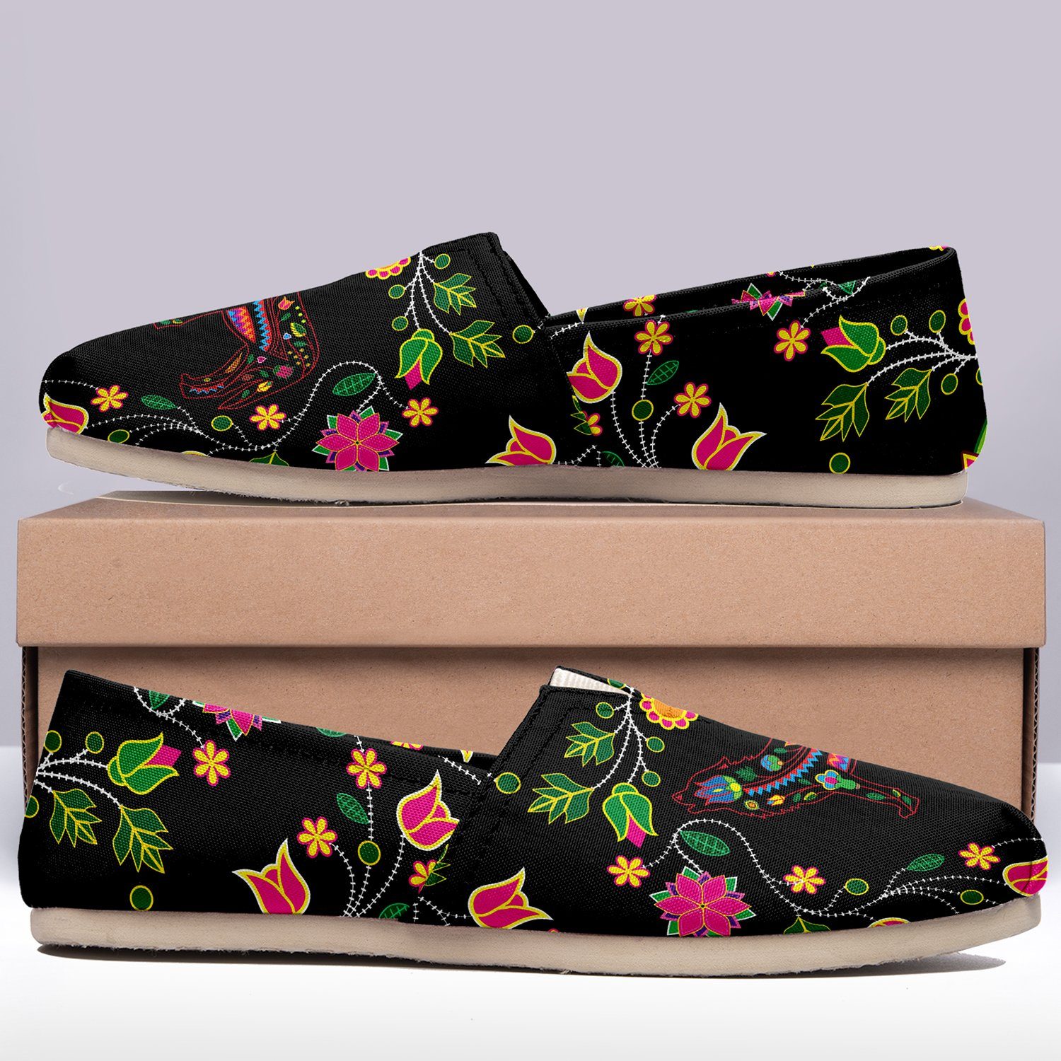 Floral Wolf Casual Unisex Slip On Shoe Herman 