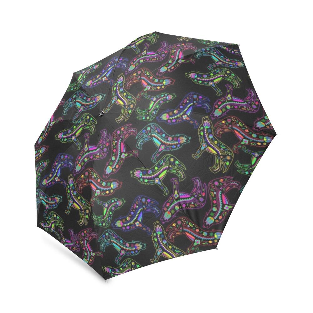 Floral Wolf Foldable Umbrella (Model U01) Foldable Umbrella e-joyer 