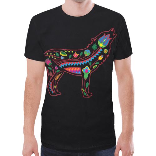 Floral Wolf New All Over Print T-shirt for Men/Large Size (Model T45) New All Over Print T-shirt for Men/Large (T45) e-joyer 