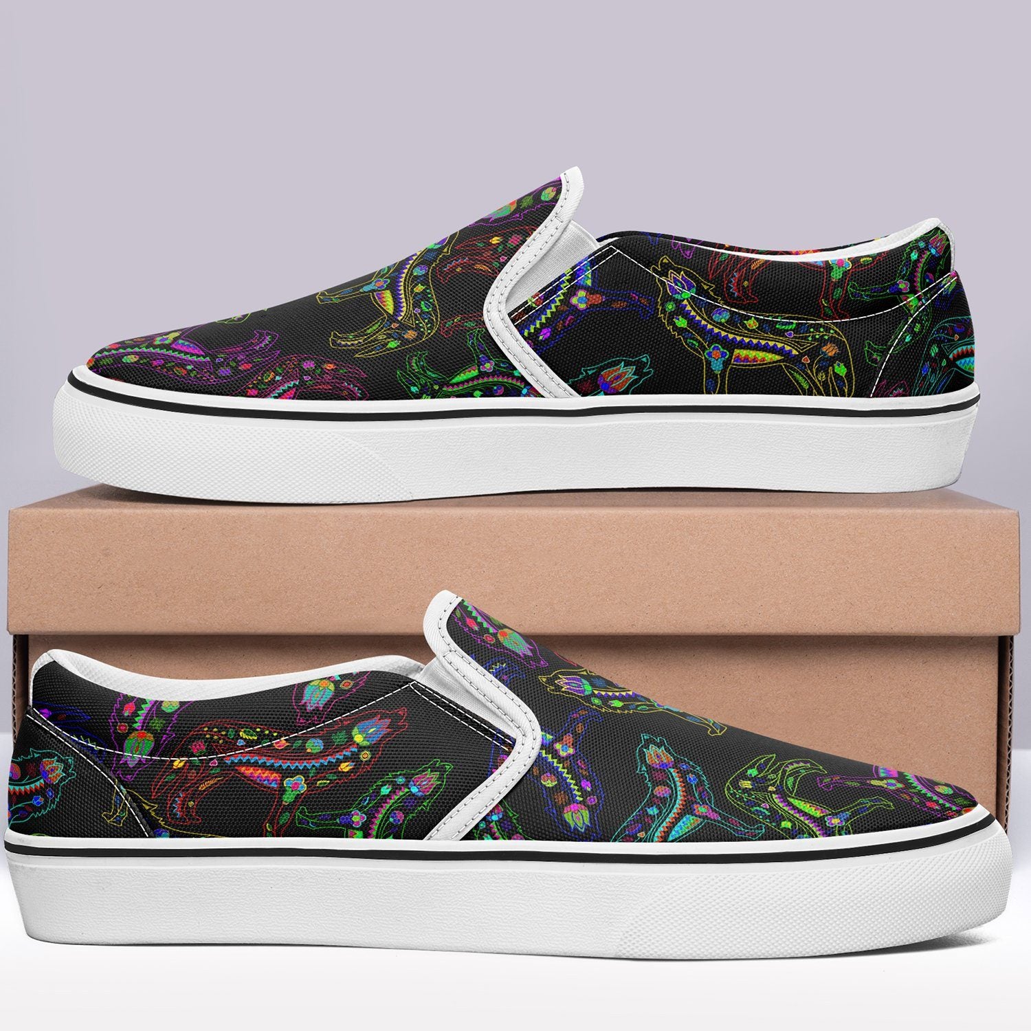 Floral Wolf Otoyimm Canvas Slip On Shoes otoyimm Herman 