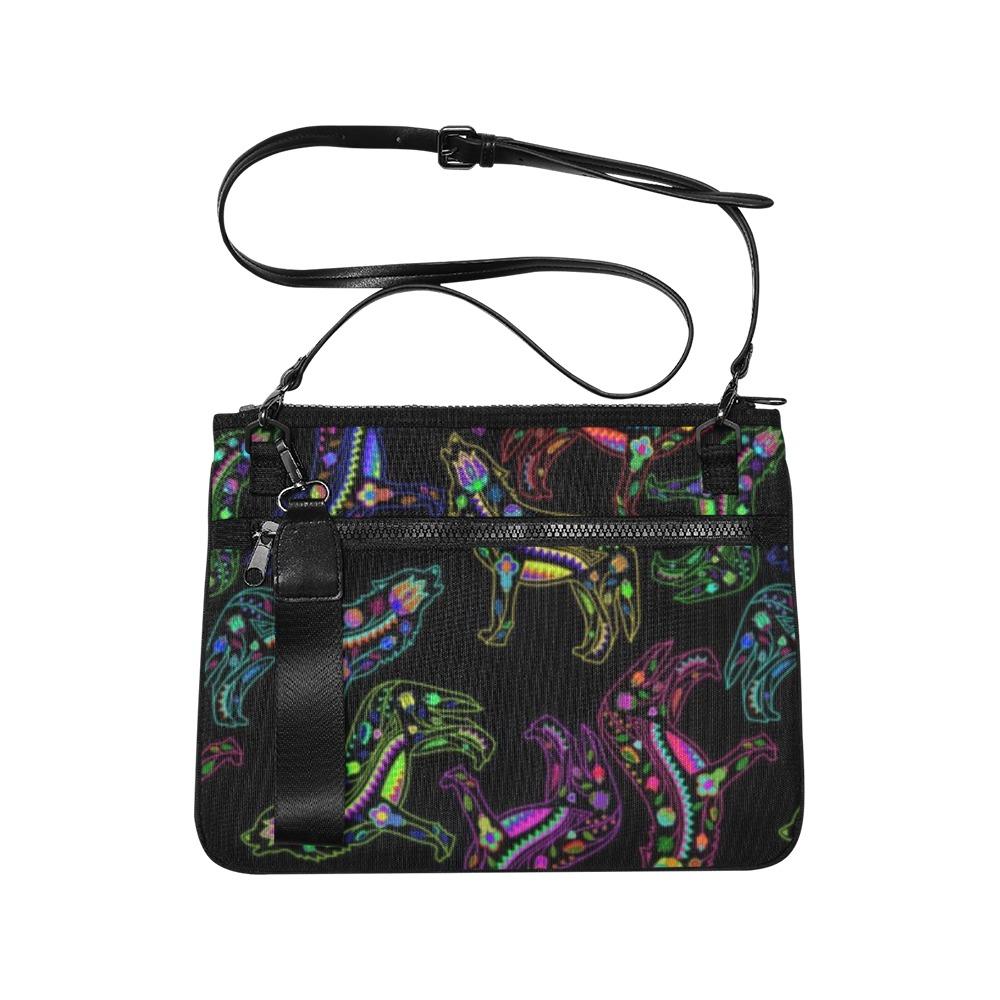 Floral Wolf Slim Clutch Bag (Model 1668) Slim Clutch Bags (1668) e-joyer 