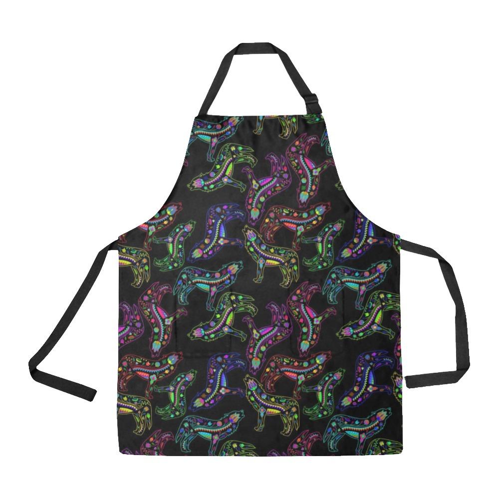 Floral Wolves All Over Print Apron All Over Print Apron e-joyer 