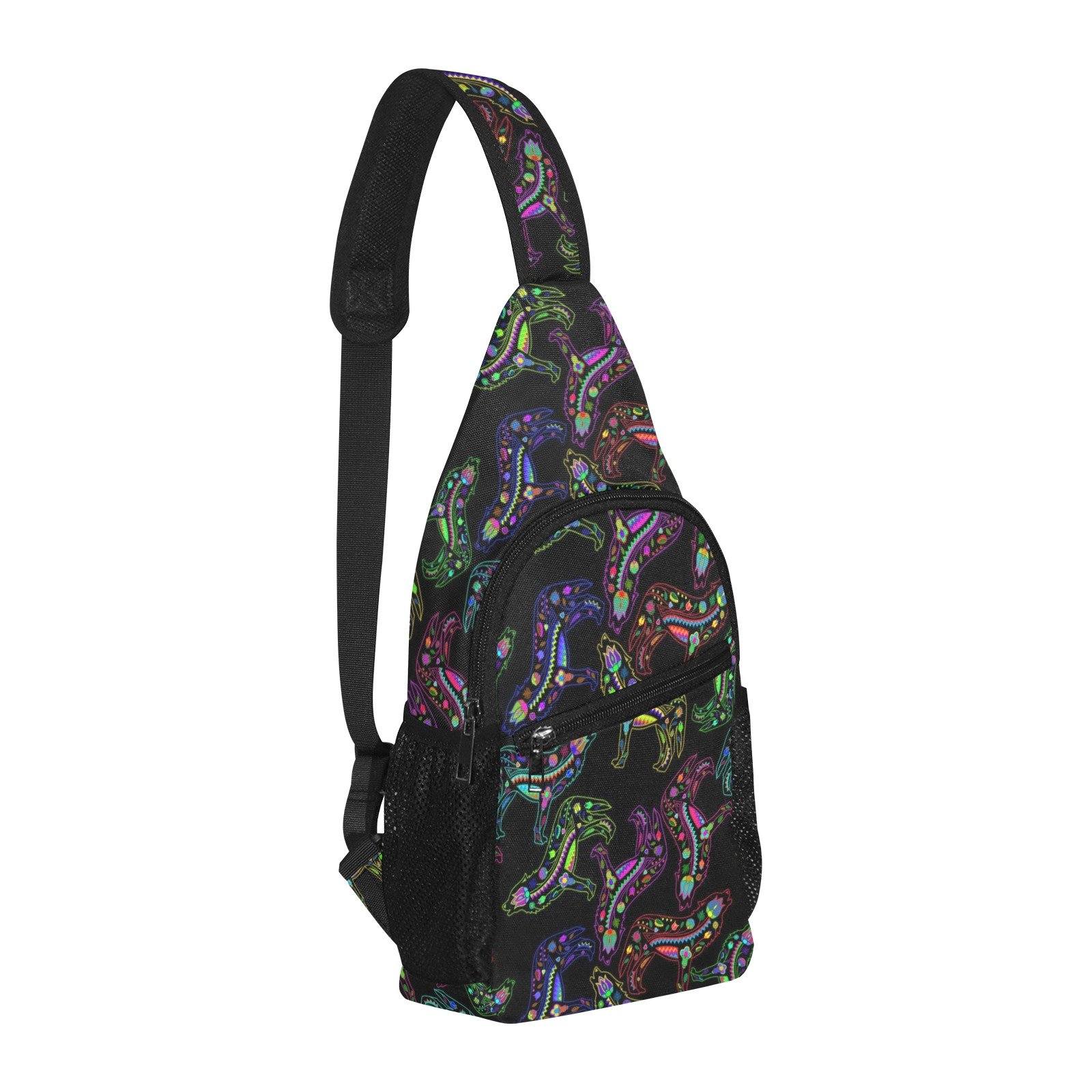 Floral Wolves All Over Print Chest Bag (Model 1719) All Over Print Chest Bag (1719) e-joyer 