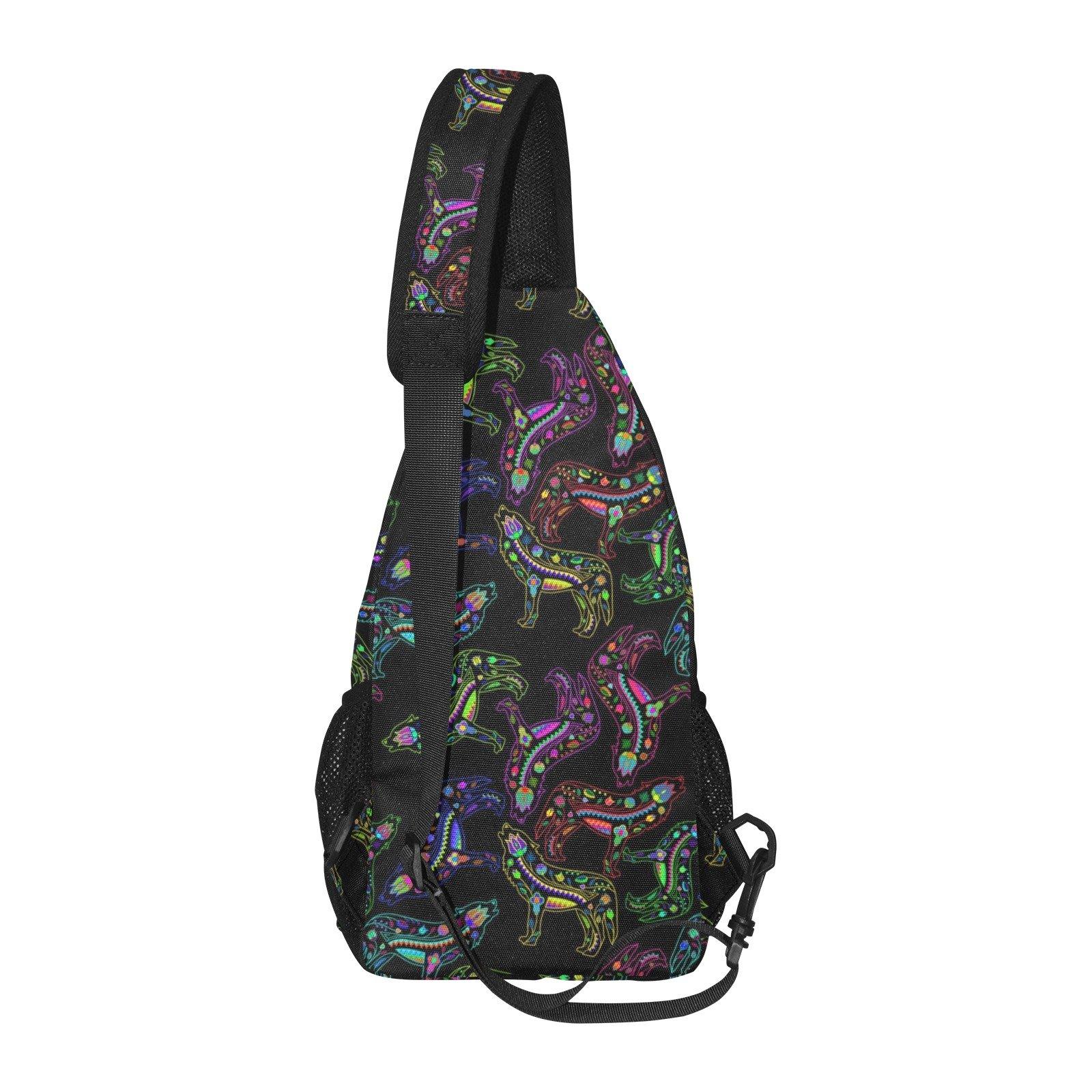 Floral Wolves All Over Print Chest Bag (Model 1719) All Over Print Chest Bag (1719) e-joyer 