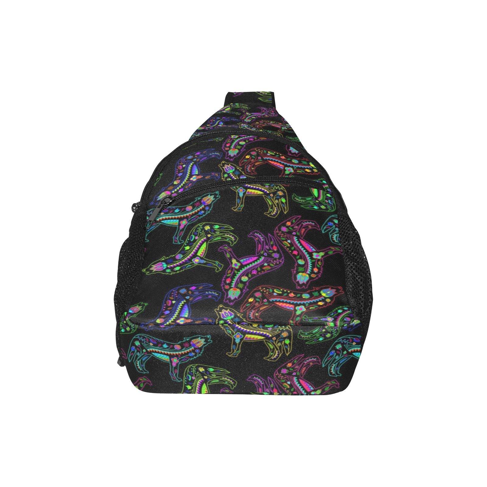 Floral Wolves All Over Print Chest Bag (Model 1719) All Over Print Chest Bag (1719) e-joyer 