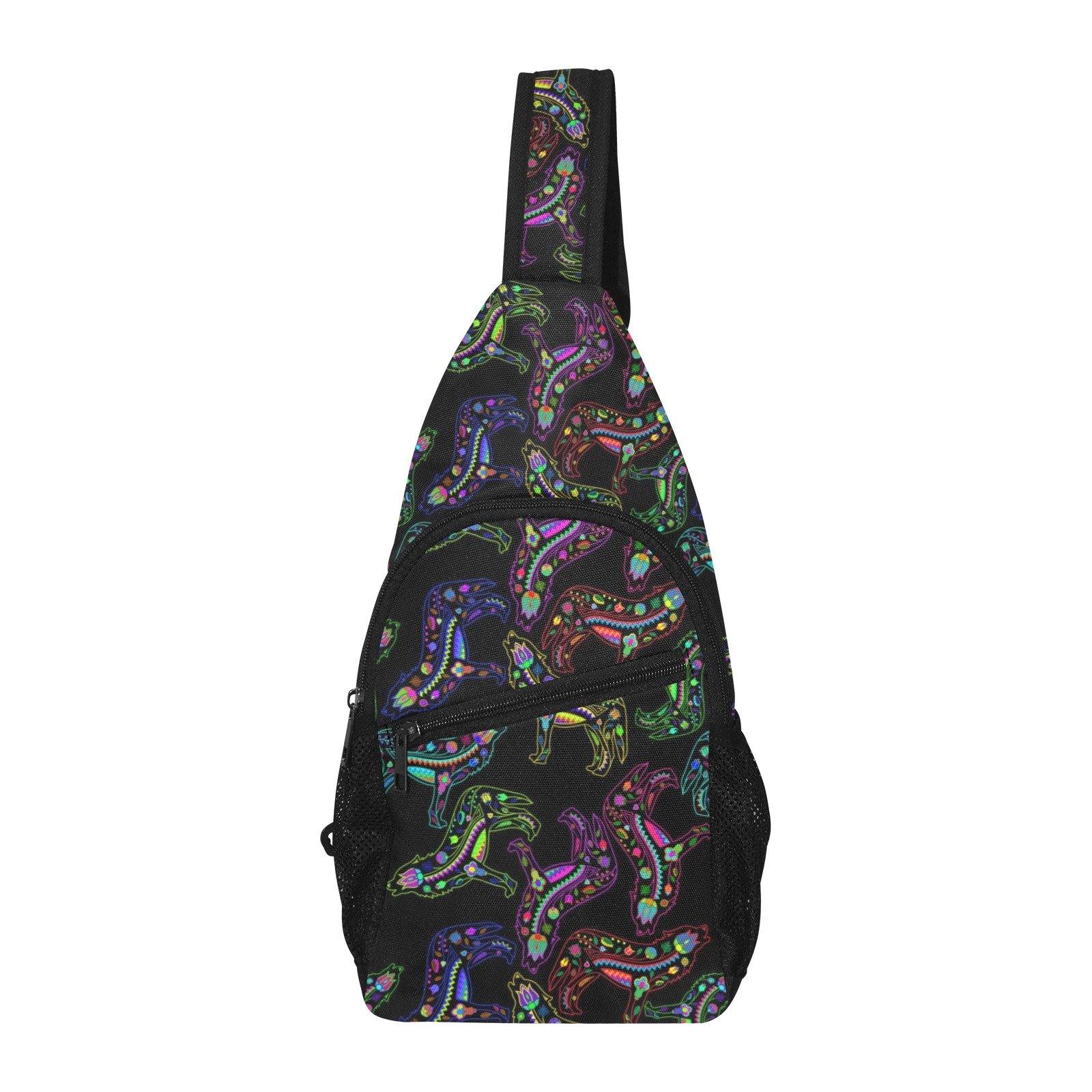 Floral Wolves All Over Print Chest Bag (Model 1719) All Over Print Chest Bag (1719) e-joyer 