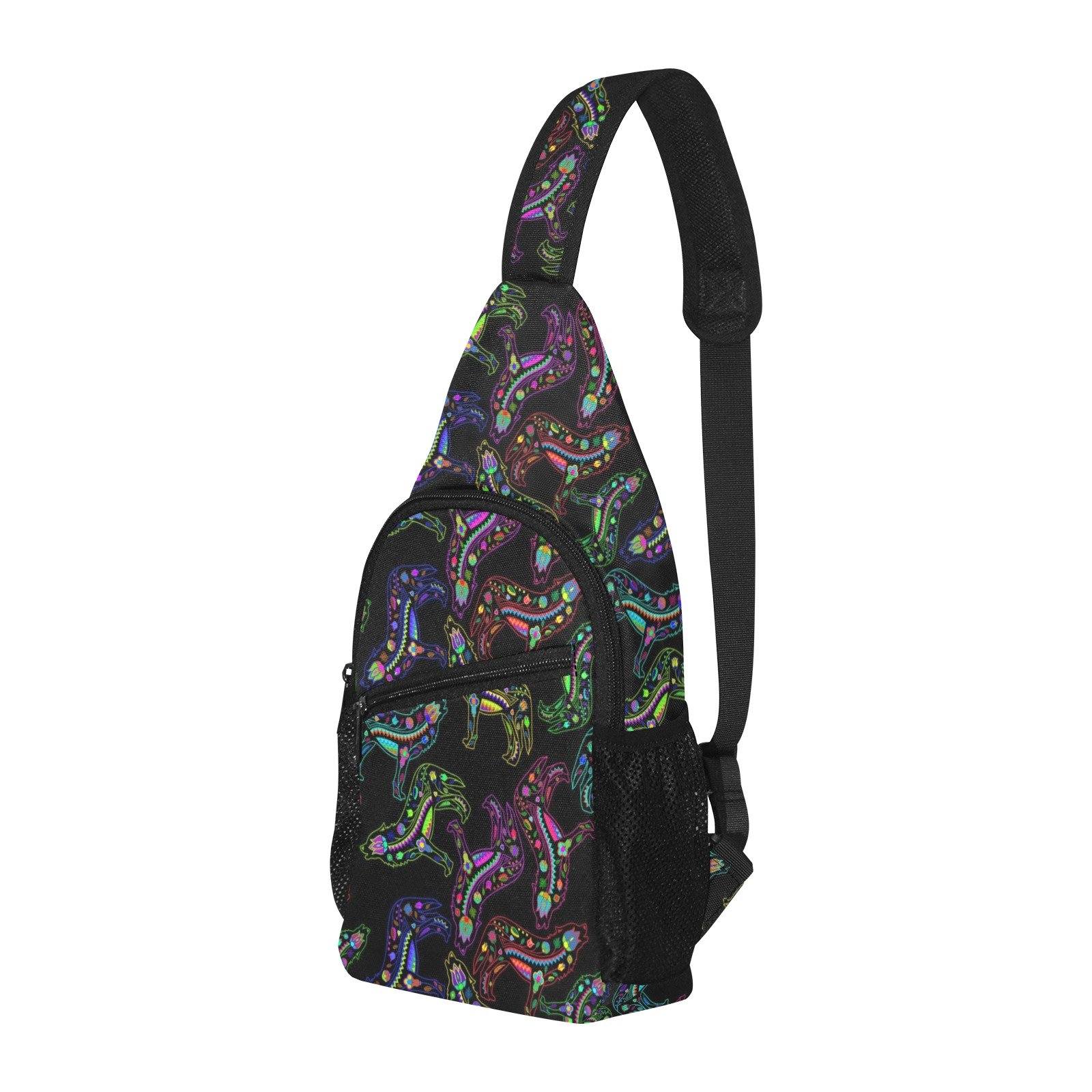 Floral Wolves All Over Print Chest Bag (Model 1719) All Over Print Chest Bag (1719) e-joyer 