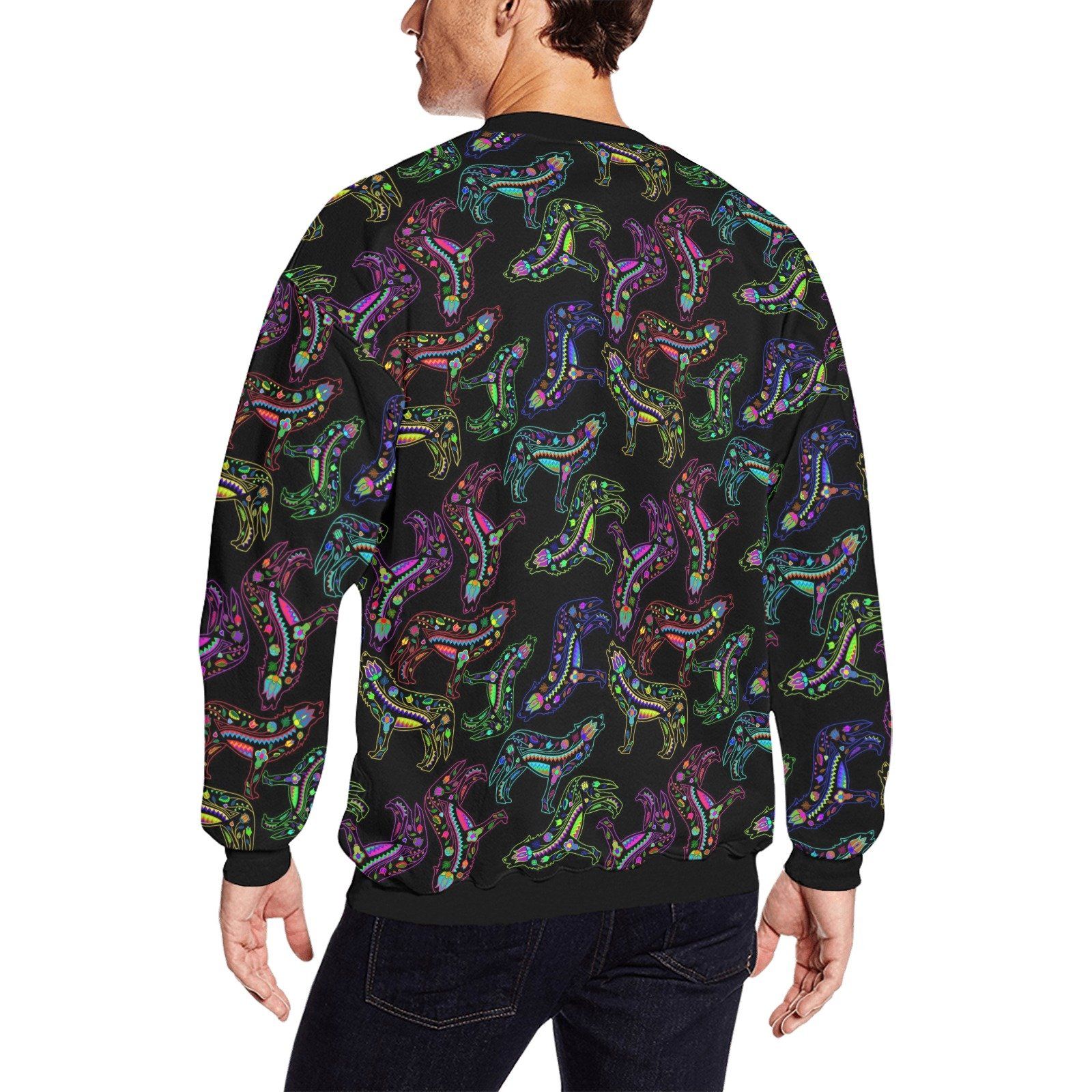 Floral Wolves All Over Print Crewneck Sweatshirt for Men (Model H18) shirt e-joyer 