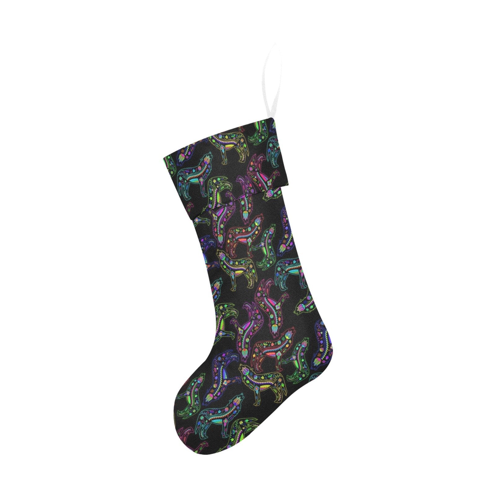 Floral Wolves Christmas Stocking holiday stocking e-joyer 