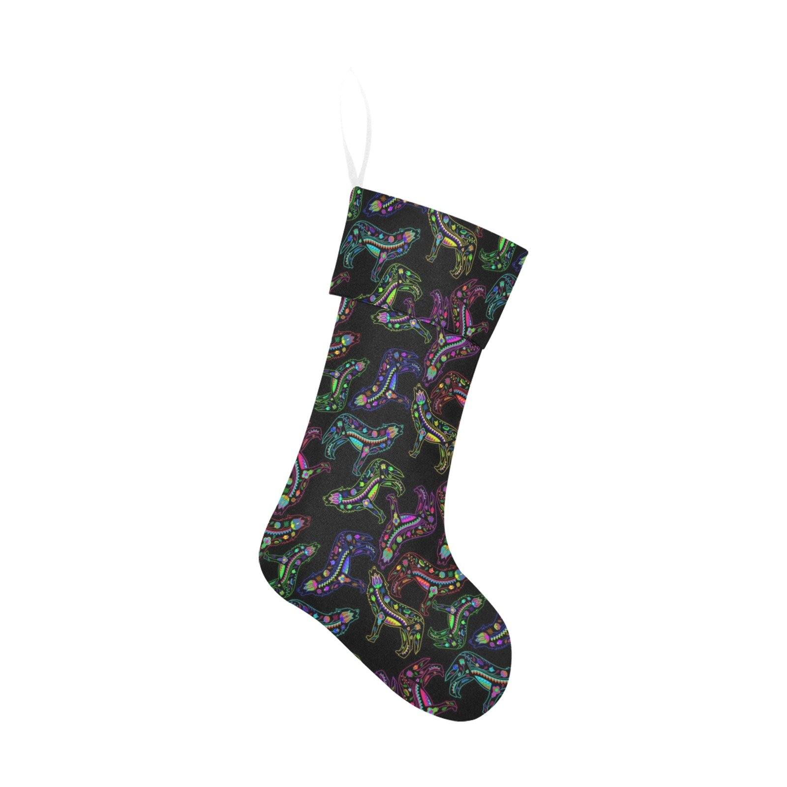 Floral Wolves Christmas Stocking holiday stocking e-joyer 