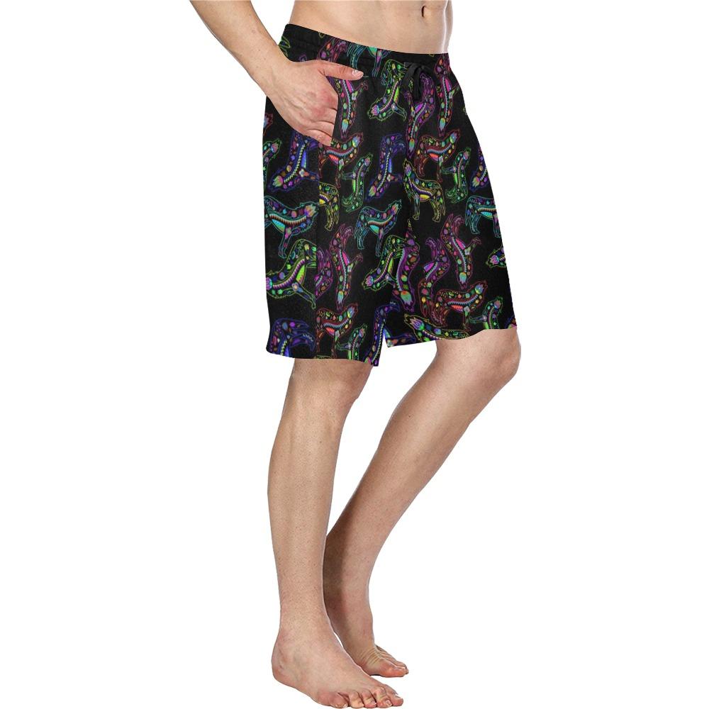 Floral Wolves Men's All Over Print Casual Shorts (Model L23) Men's Casual Shorts (L23) e-joyer 