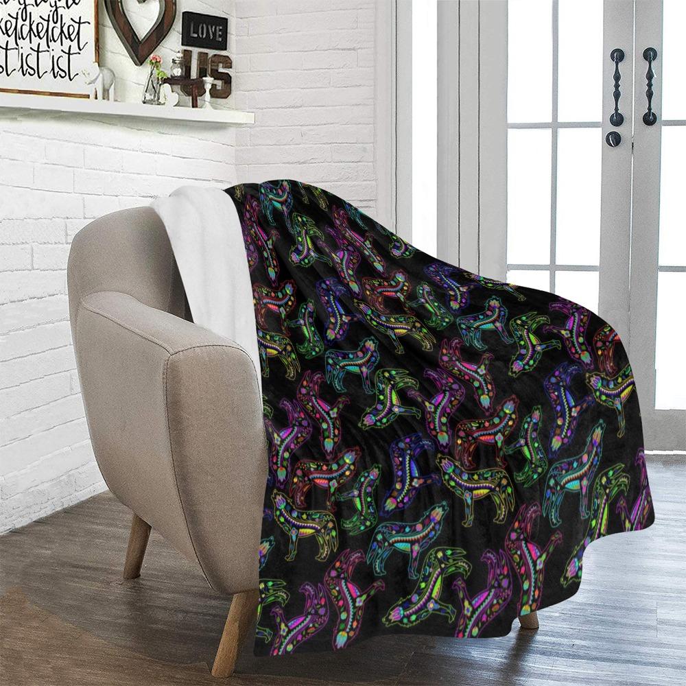 Floral Wolves Ultra-Soft Micro Fleece Blanket 50"x60" Ultra-Soft Blanket 50''x60'' e-joyer 