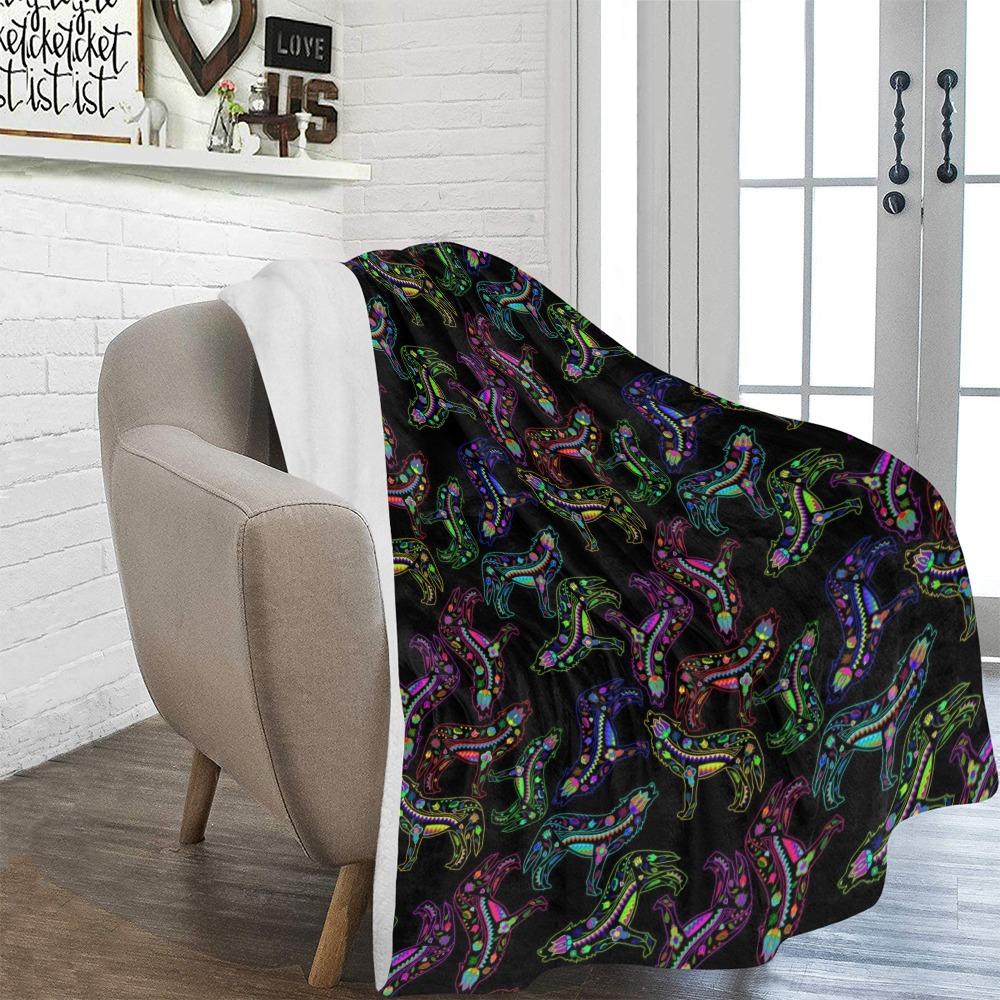 Floral Wolves Ultra-Soft Micro Fleece Blanket 60"x80" Ultra-Soft Blanket 60''x80'' e-joyer 