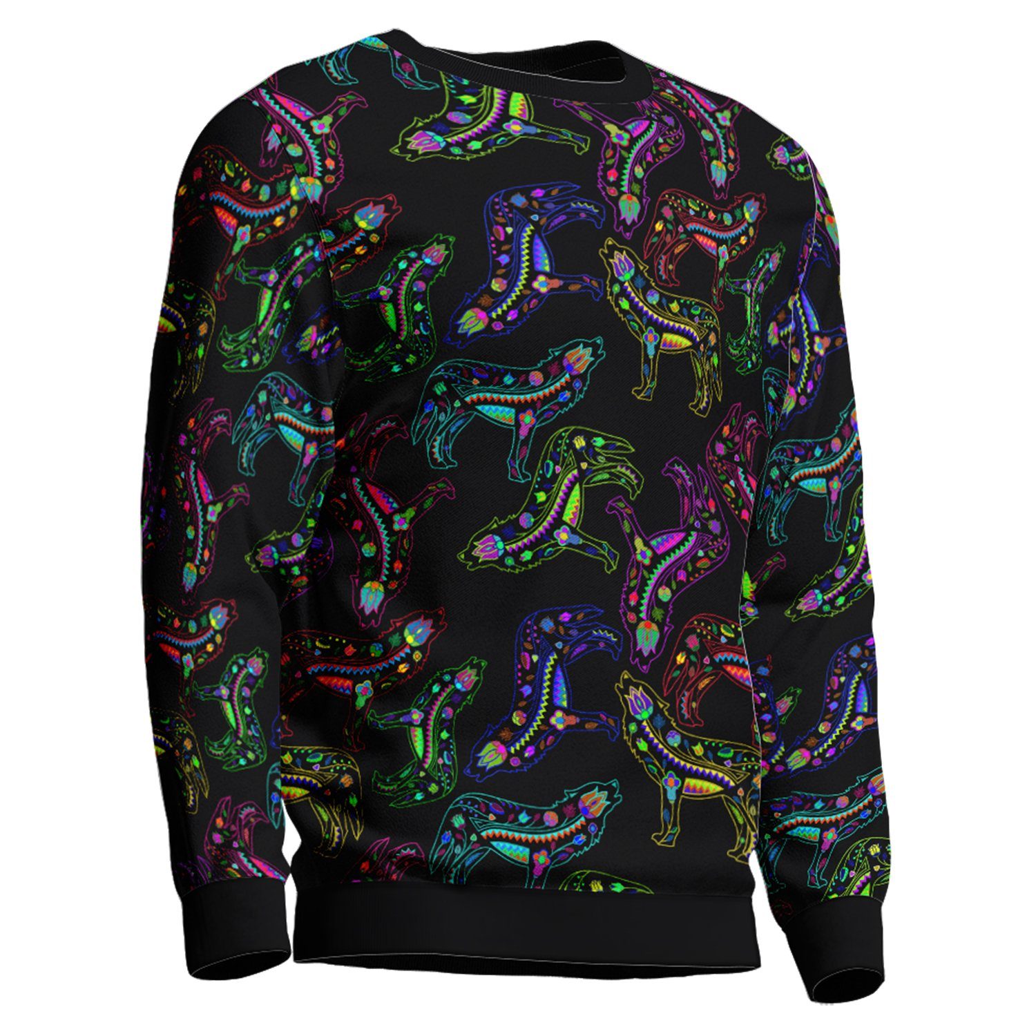 Floral Wolves Unisex Crewneck Long Sleeve Top 49 Dzine 