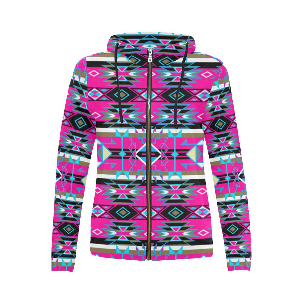 Force of Nature Sunset Storm All Over Print Full Zip Hoodie for Women (Model H14) All Over Print Full Zip Hoodie for Women (H14) e-joyer 