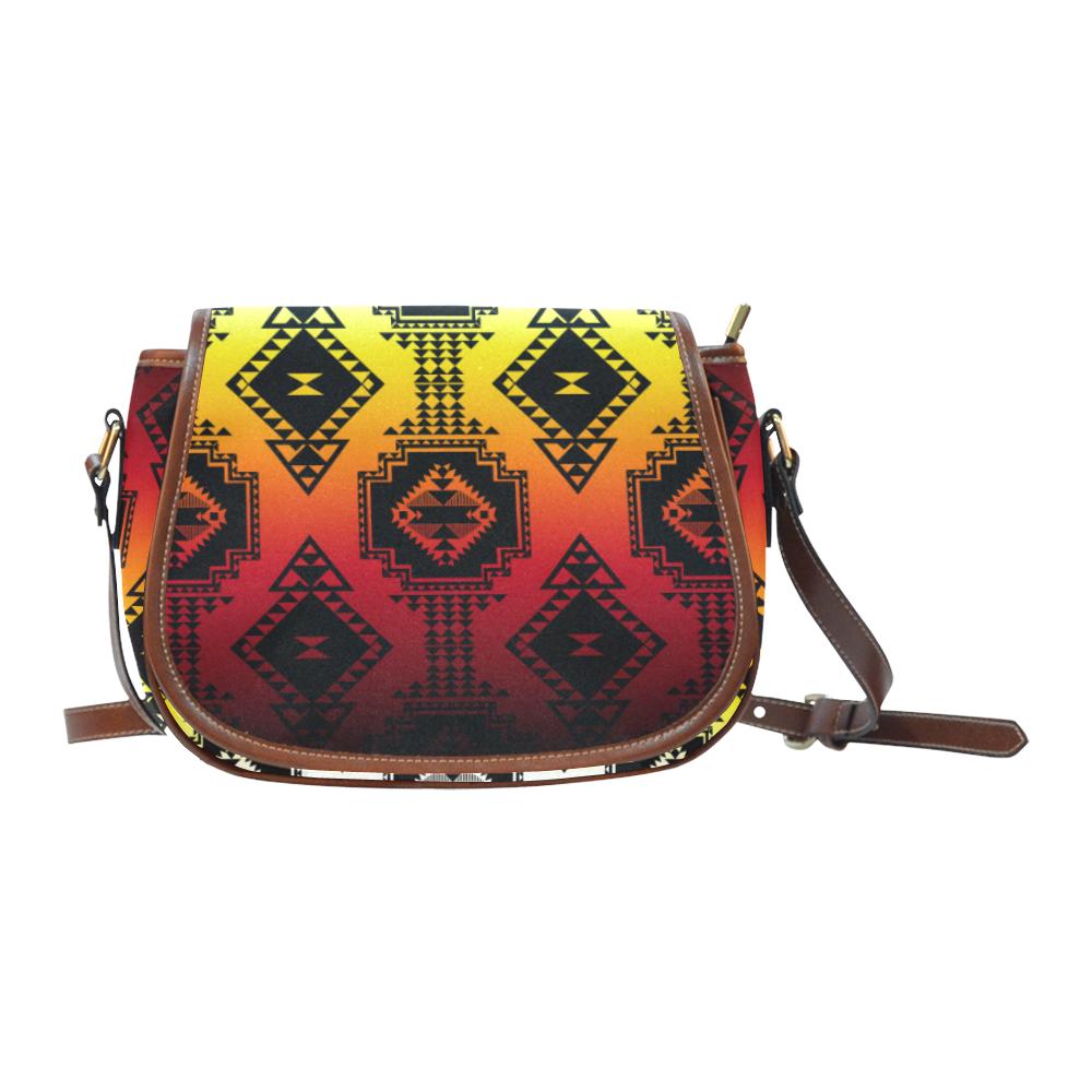 Gathering Fire Saddle Bag/Small (Model 1649) Full Customization Saddle Bag/Small (Full Customization) e-joyer 