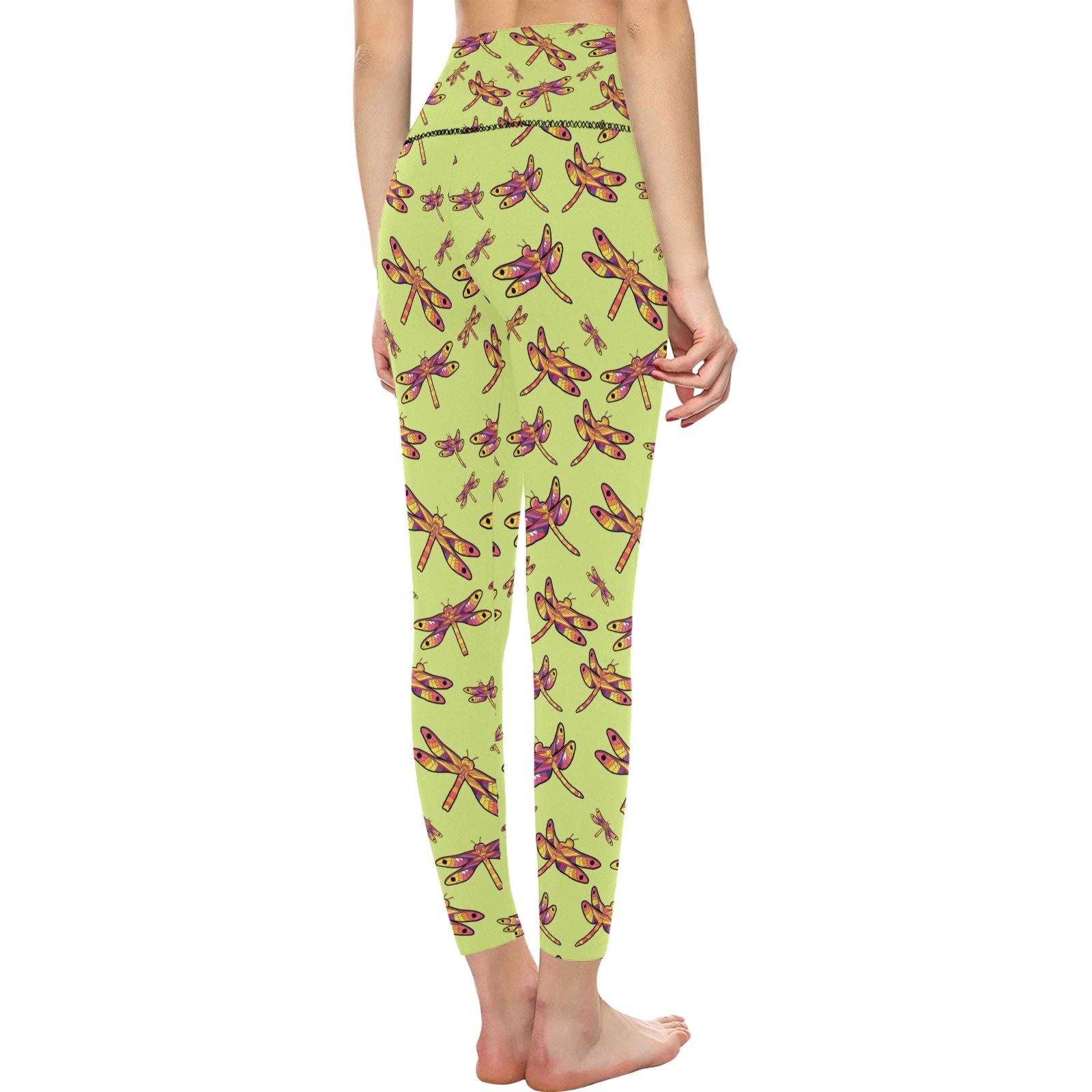 Gathering Lime All Over Print High-Waisted Leggings (Model L36) High-Waisted Leggings (L36) e-joyer 