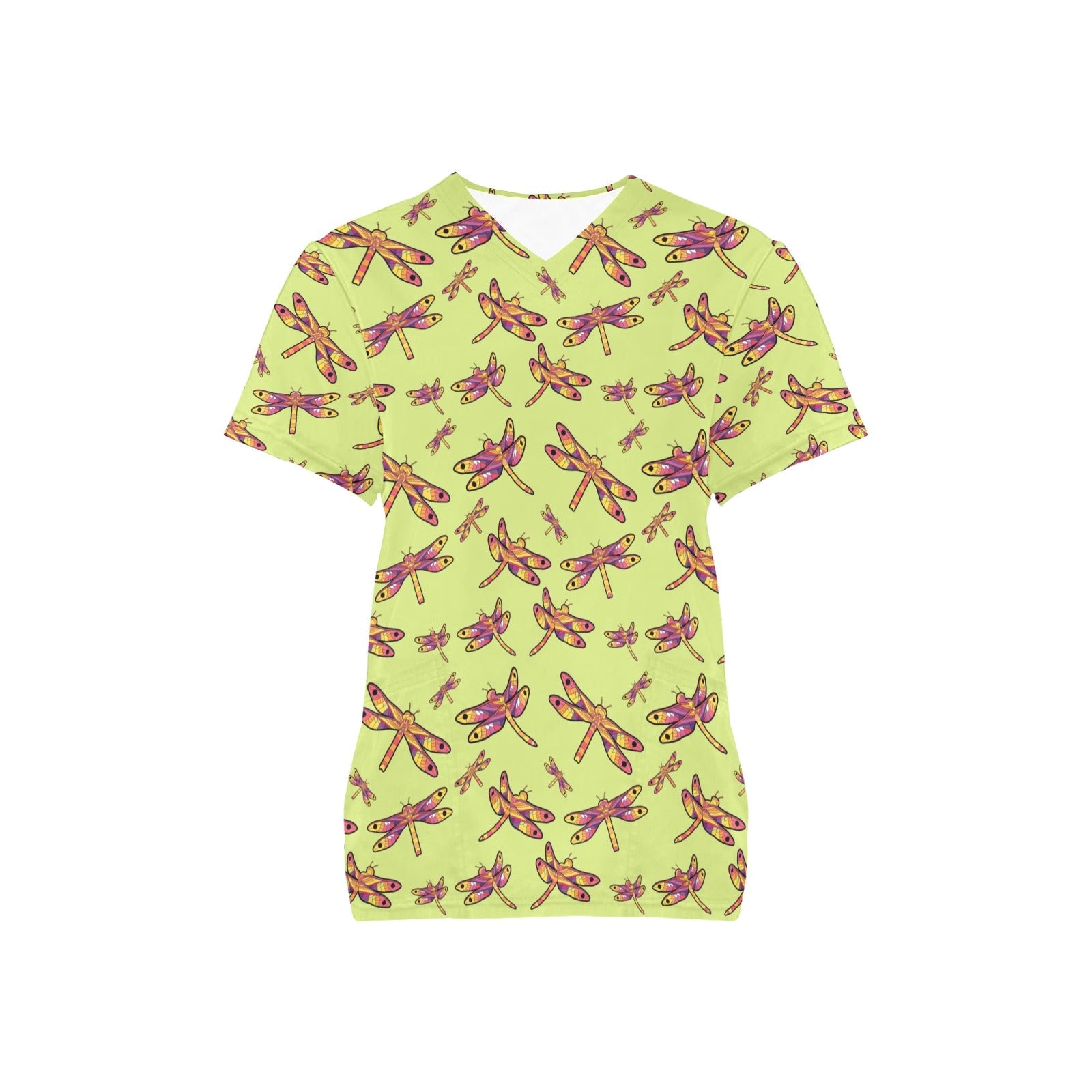 Gathering Lime All Over Print Scrub Top Scrub Top e-joyer 