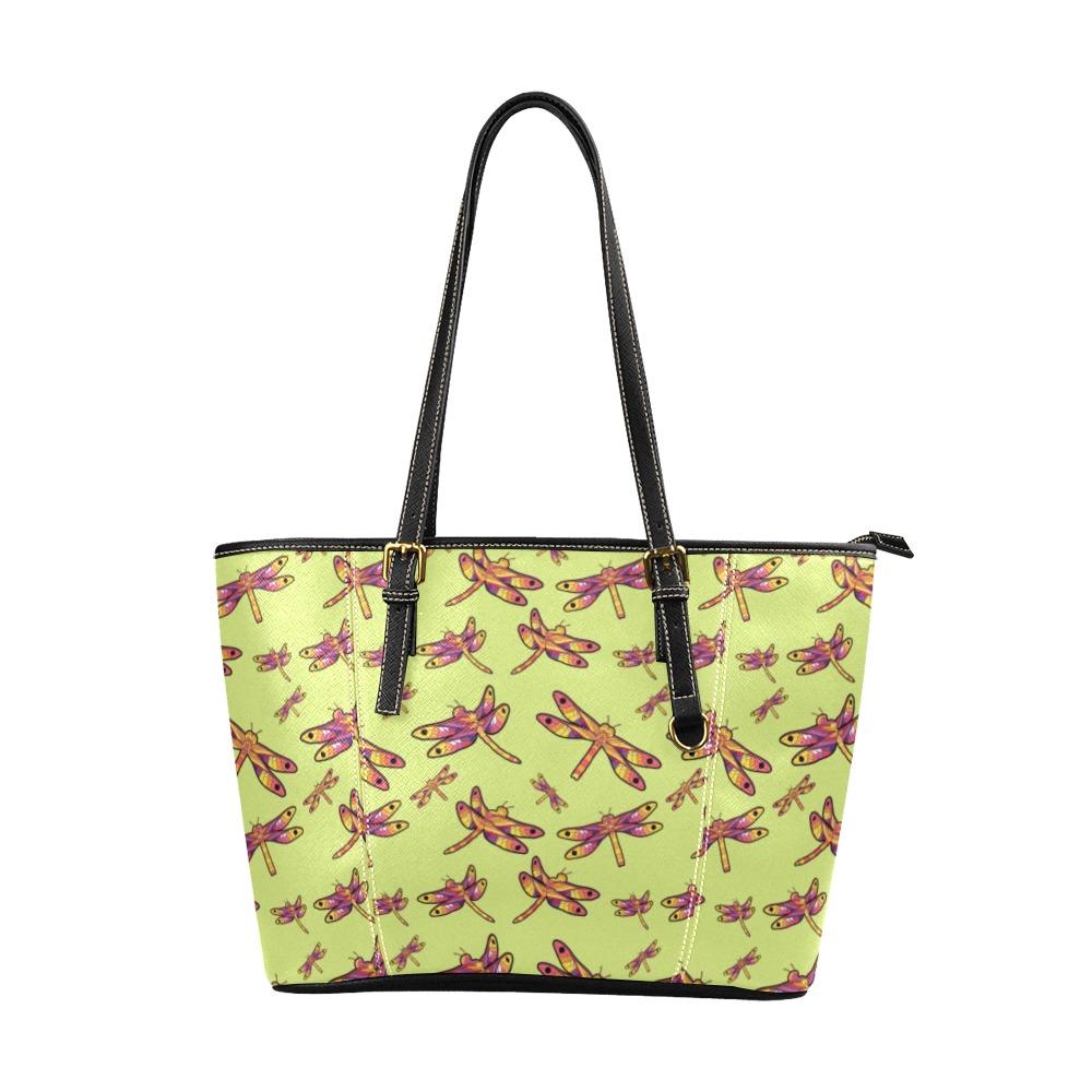 Gathering Lime Leather Tote Bag/Large (Model 1640) Leather Tote Bag (1640) e-joyer 