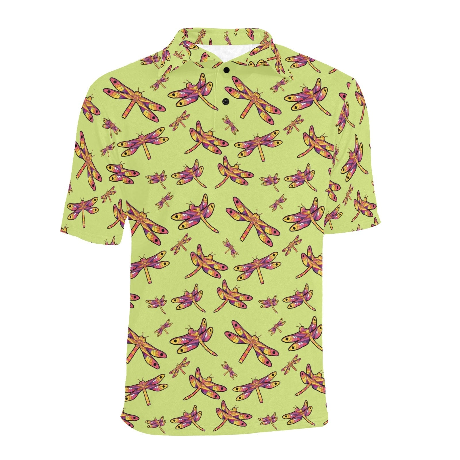 Gathering Lime Men's All Over Print Polo Shirt (Model T55) Men's Polo Shirt (Model T55) e-joyer 