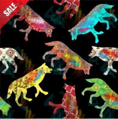 Gathering of the Wolves Cotton Poplin Fabric By the Yard Fabric NBprintex 