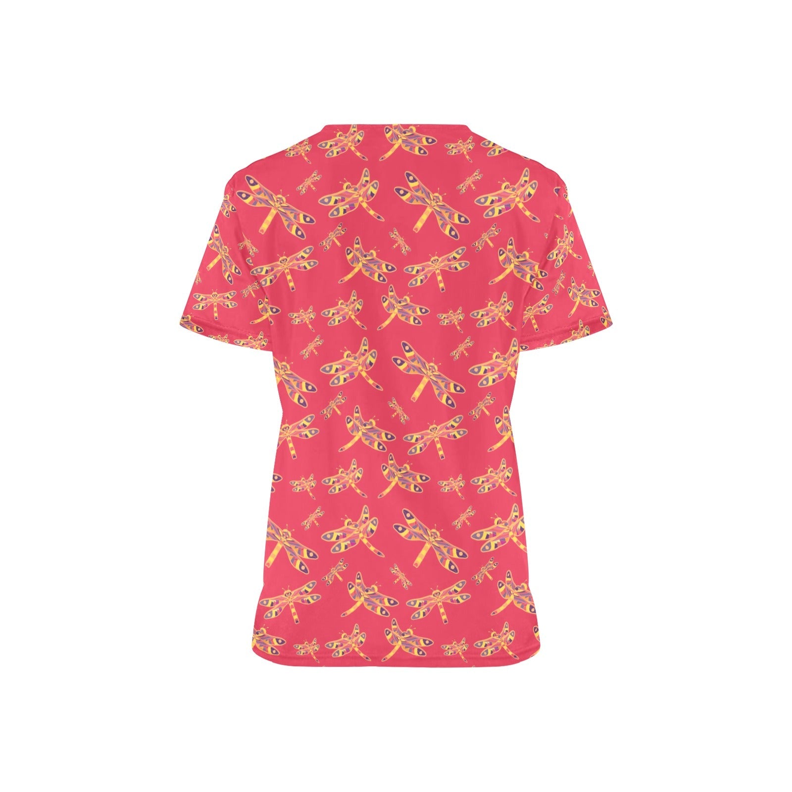 Gathering Rouge All Over Print Scrub Top Scrub Top e-joyer 