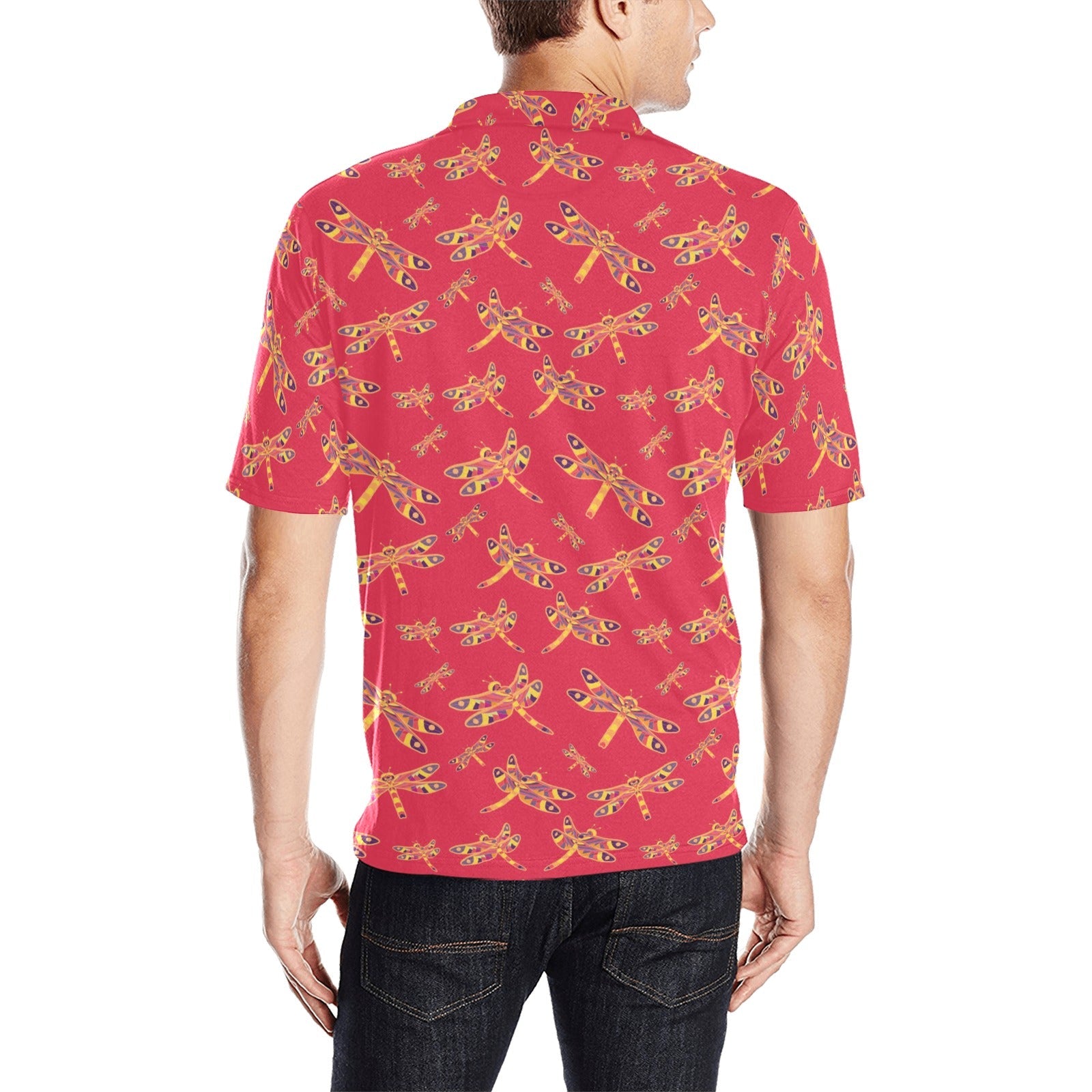 Gathering Rouge Men's All Over Print Polo Shirt (Model T55) Men's Polo Shirt (Model T55) e-joyer 