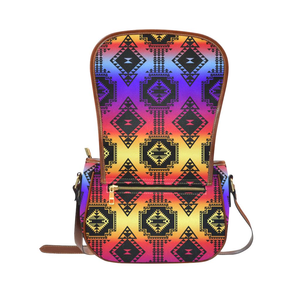 Gathering Sunset Saddle Bag/Small (Model 1649) Full Customization Saddle Bag/Small (Full Customization) e-joyer 