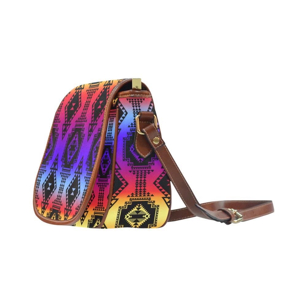 Gathering Sunset Saddle Bag/Small (Model 1649) Full Customization Saddle Bag/Small (Full Customization) e-joyer 