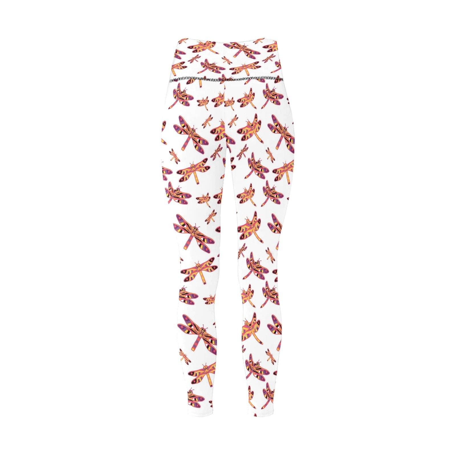 Gathering White All Over Print High-Waisted Leggings (Model L36) High-Waisted Leggings (L36) e-joyer 
