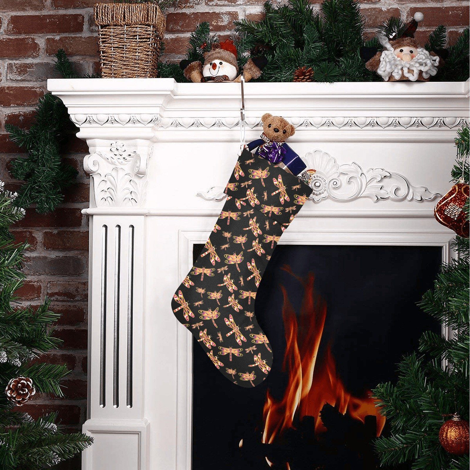 Gathering Yellow Black Christmas Stocking holiday stocking e-joyer 