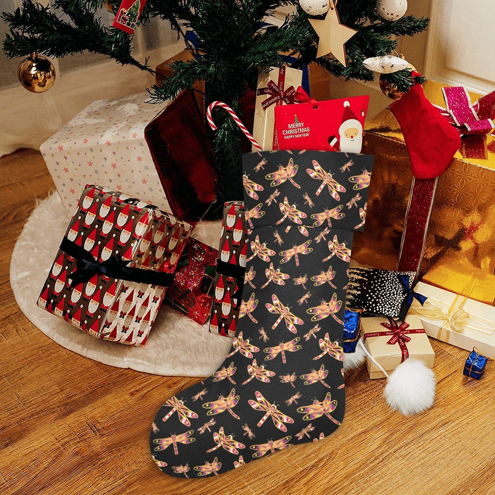 Gathering Yellow Black Christmas Stocking holiday stocking e-joyer 