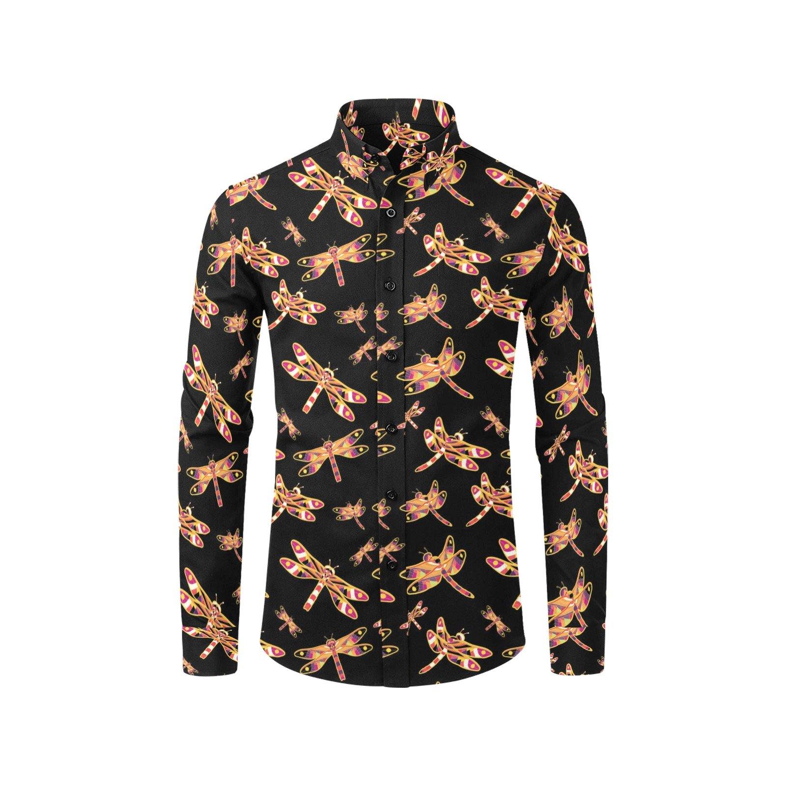 Gathering Yellow Black Men's All Over Print Casual Dress Shirt (Model T61) Men's Dress Shirt (T61) e-joyer 