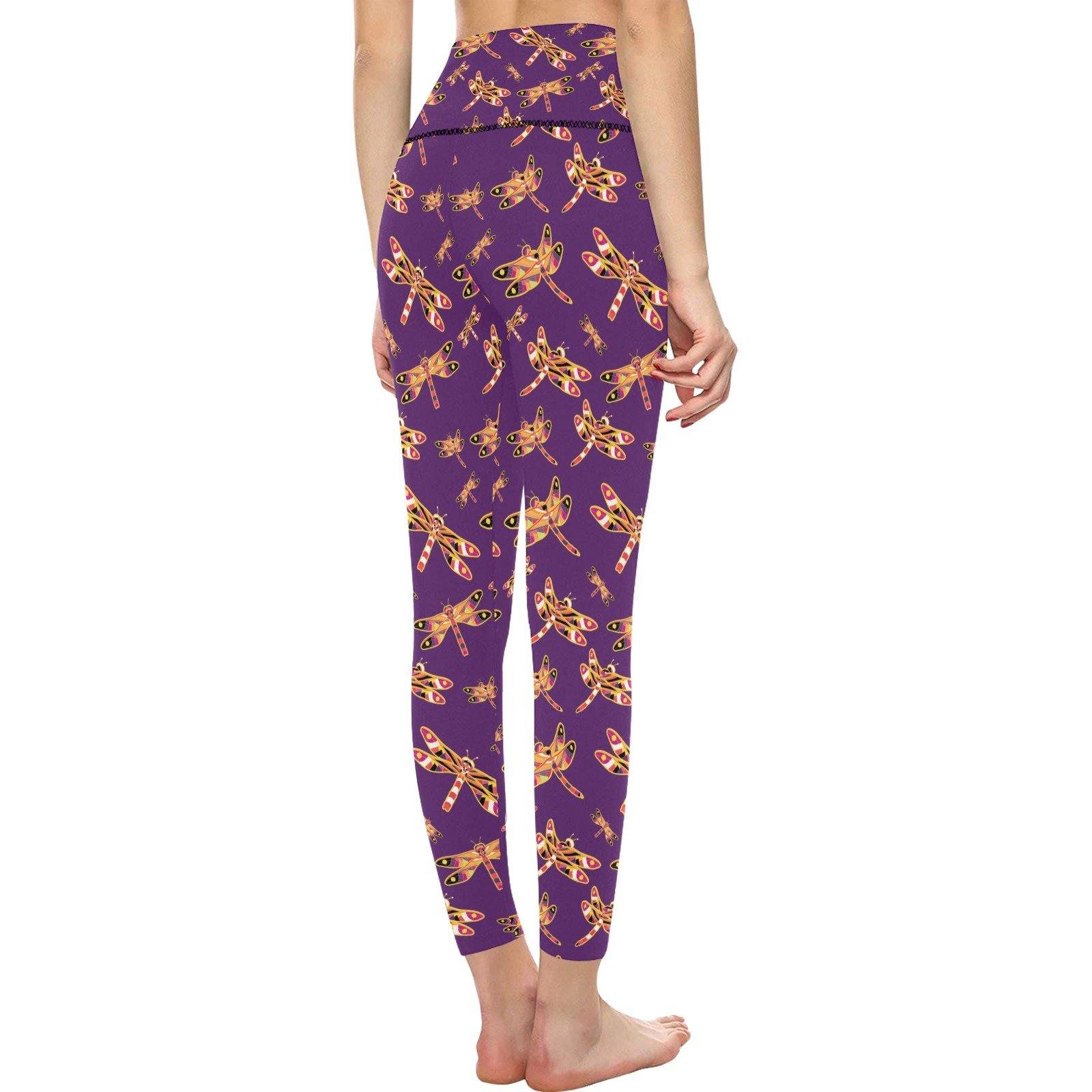 Gathering Yellow Purple All Over Print High-Waisted Leggings (Model L36) High-Waisted Leggings (L36) e-joyer 