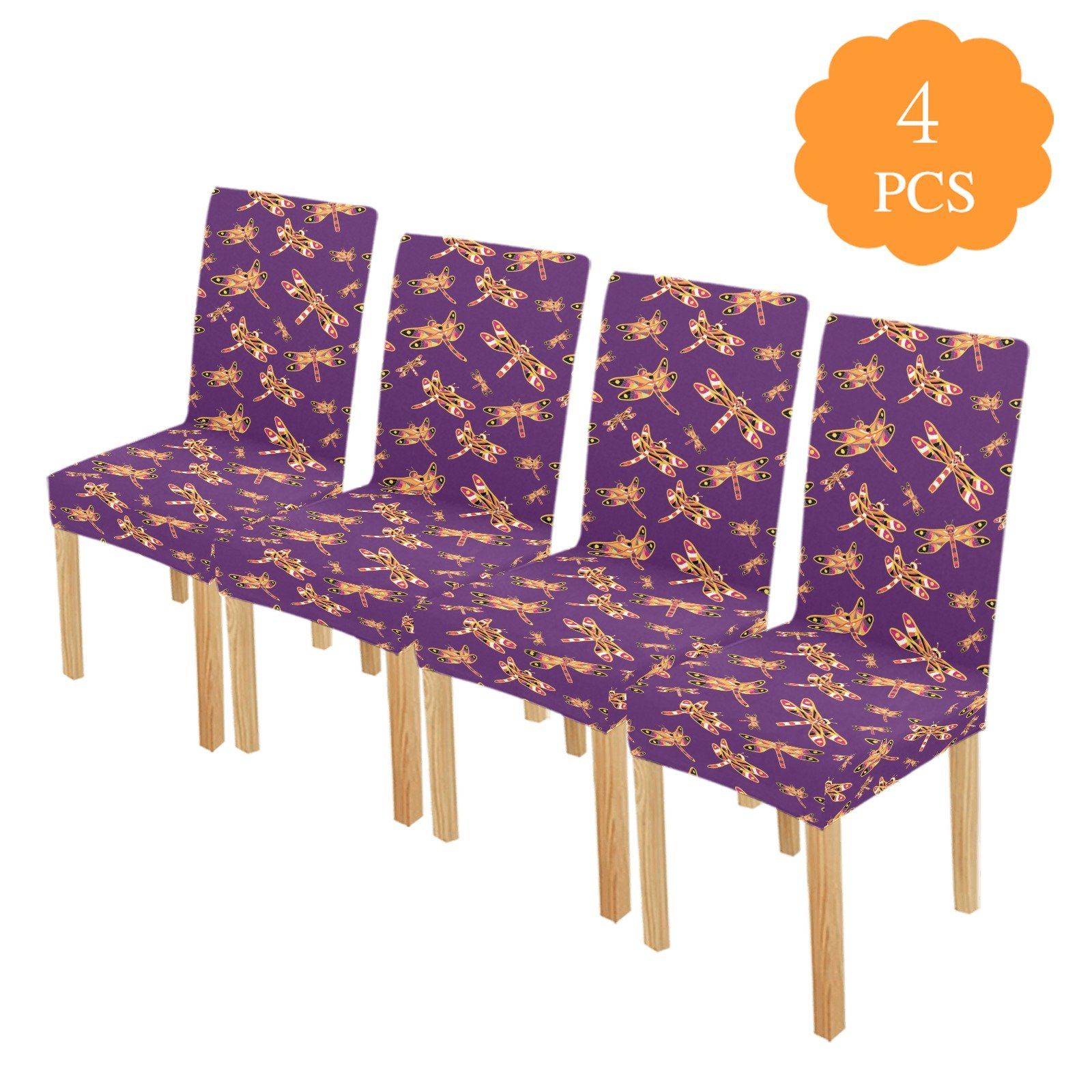 Gathering Yellow Purple Chair Cover (Pack of 4) Chair Cover (Pack of 4) e-joyer 