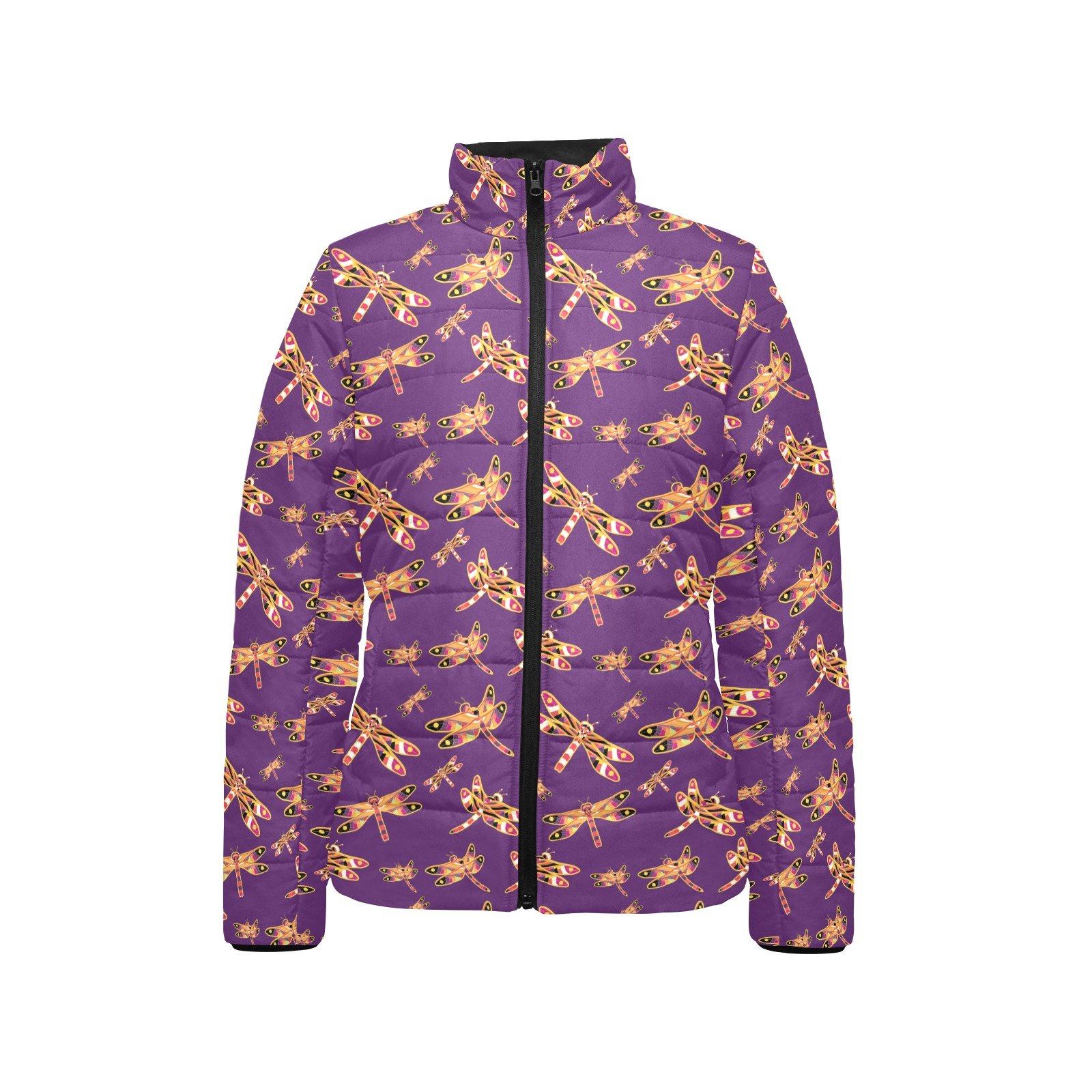 Gathering Yellow Purple Women's Stand Collar Padded Jacket (Model H41) jacket e-joyer 