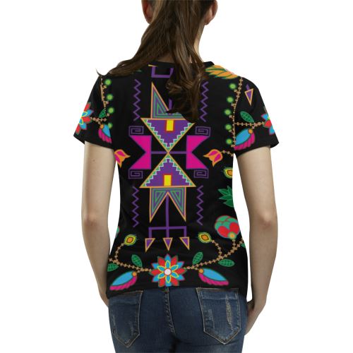 Geometric Floral Fall All Over Print T-shirt for Women/Large Size (USA Size) (Model T40) All Over Print T-Shirt for Women/Large (T40) e-joyer 