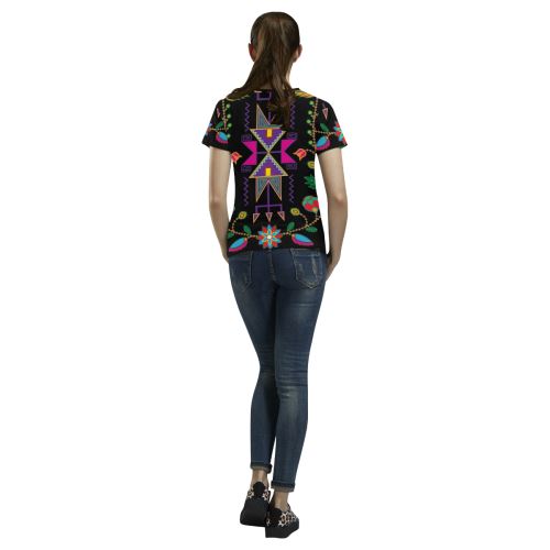 Geometric Floral Fall All Over Print T-shirt for Women/Large Size (USA Size) (Model T40) All Over Print T-Shirt for Women/Large (T40) e-joyer 