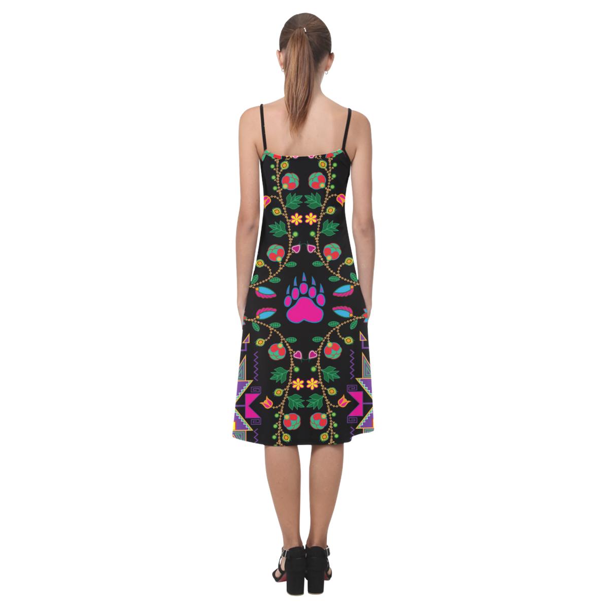 Geometric Floral Fall - Black Alcestis Slip Dress (Model D05) Alcestis Slip Dress (D05) e-joyer 