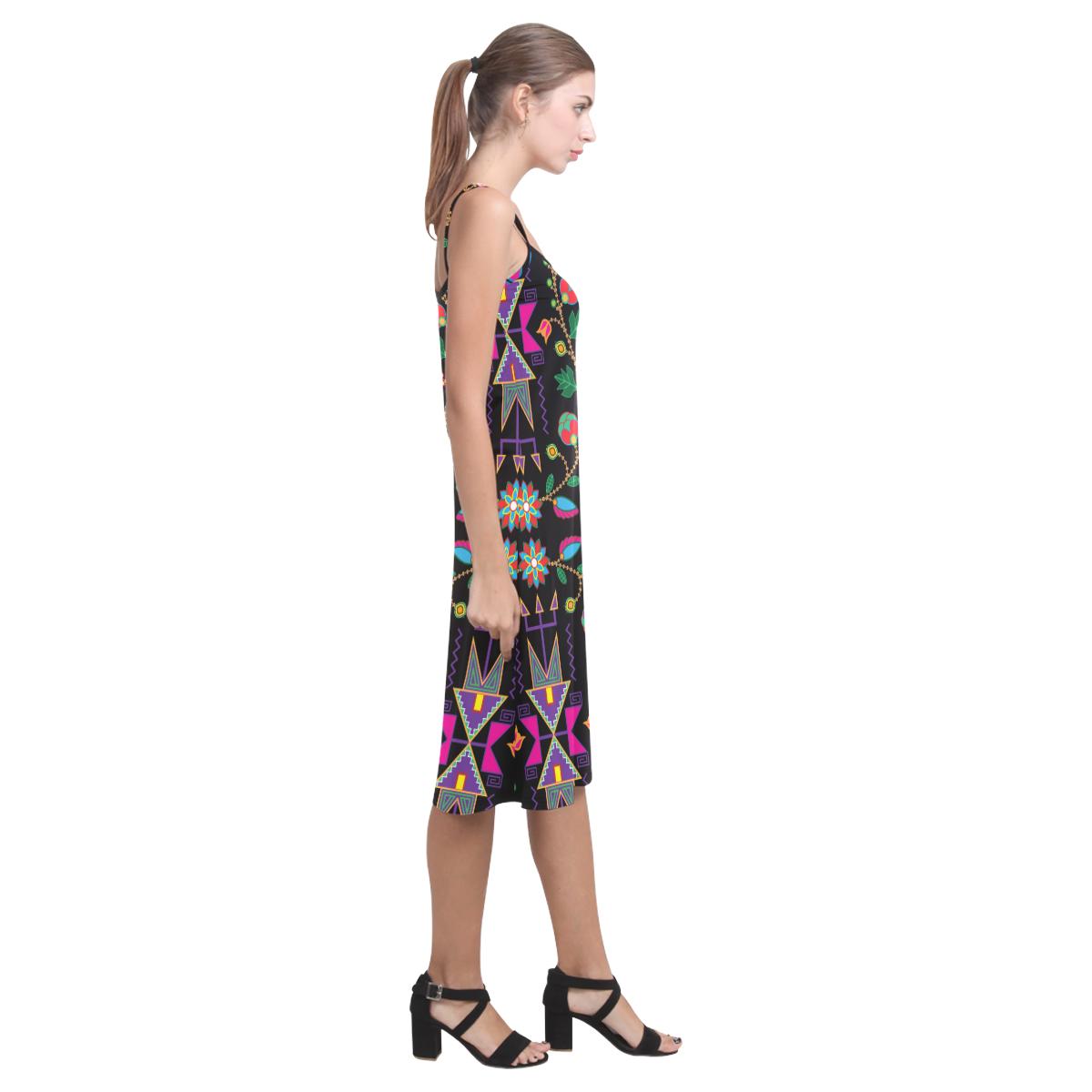 Geometric Floral Fall - Black Alcestis Slip Dress (Model D05) Alcestis Slip Dress (D05) e-joyer 